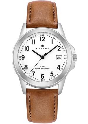Montre Certus Acier Bracelet Cuir Marron