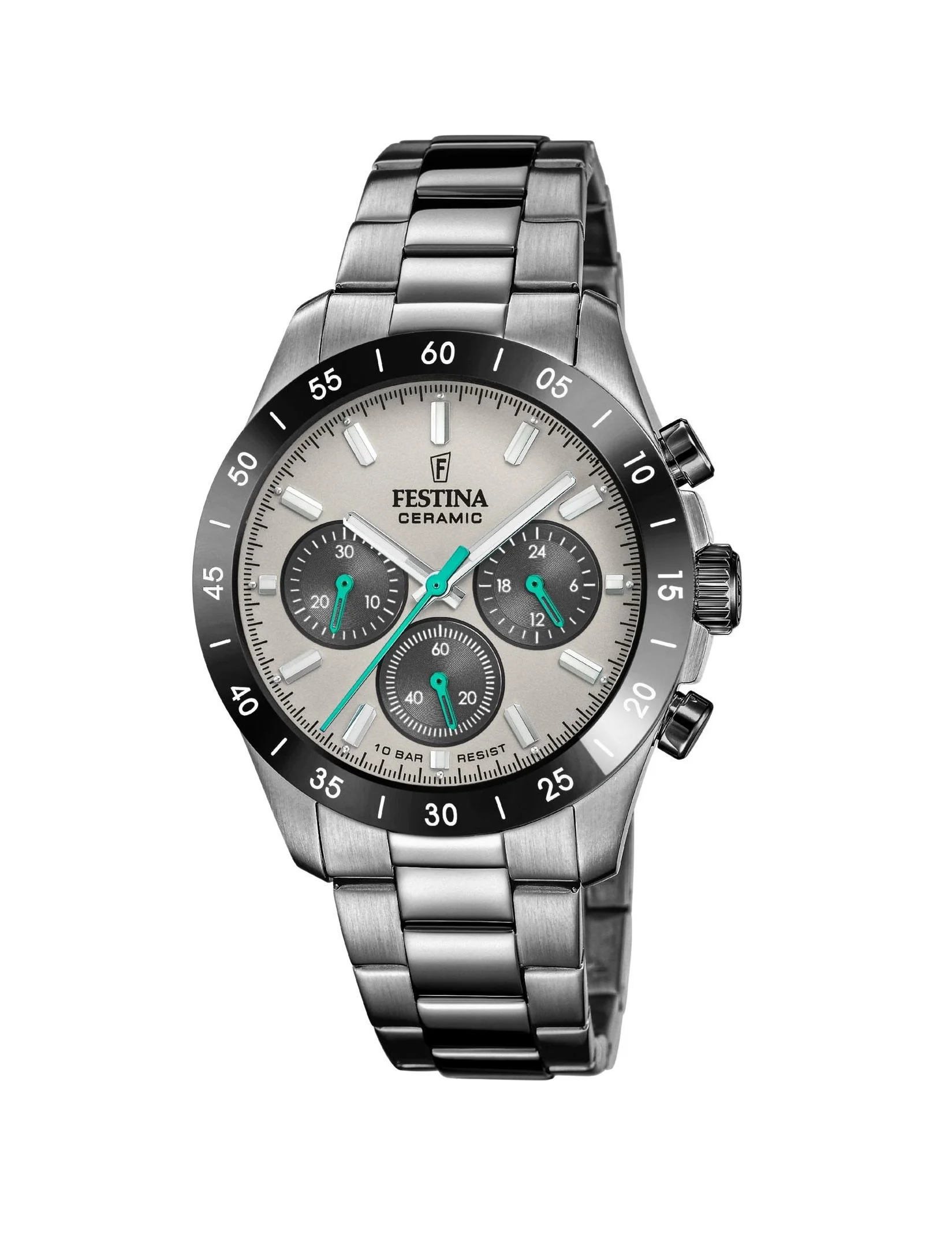 Montre Festina Chrono Céramique Noire Bracelet Acier