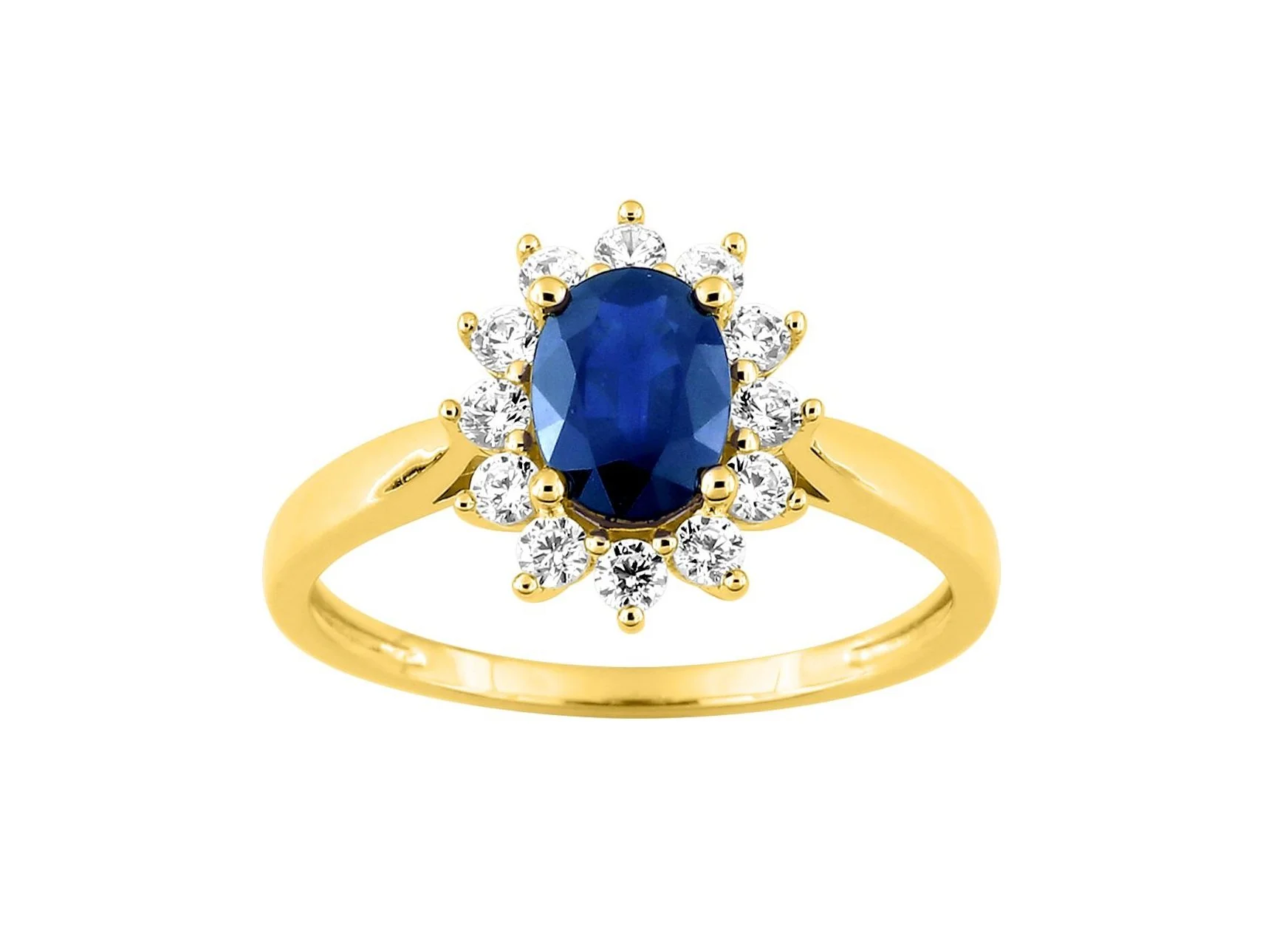 Bague Saphir 7x5 et Diamants