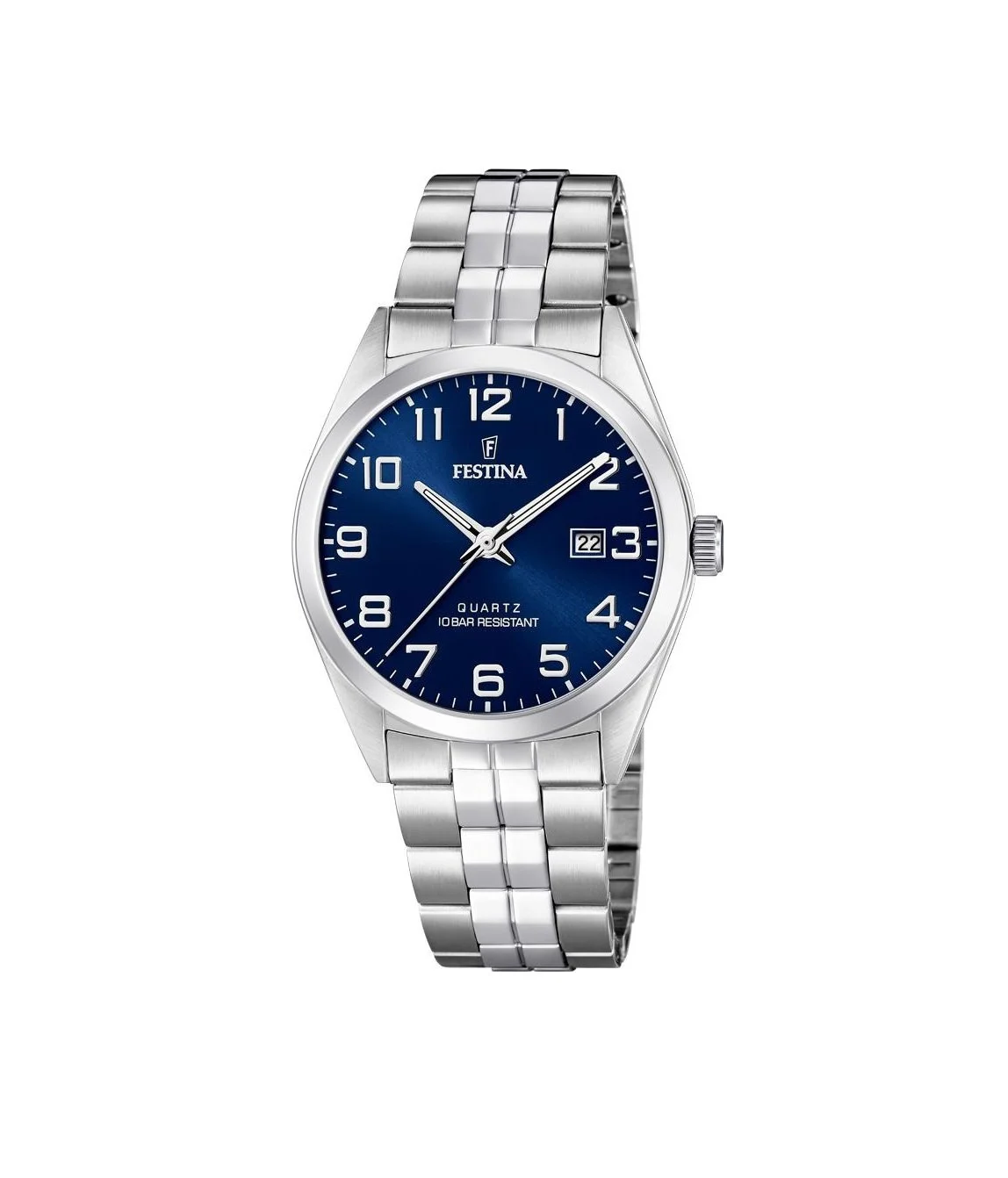 Montre Festina Acier Bracelet Acier Cadran Bleu