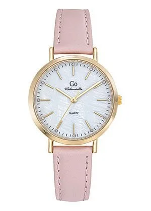 Montre Go Dorée Bracelet Cuir Rose