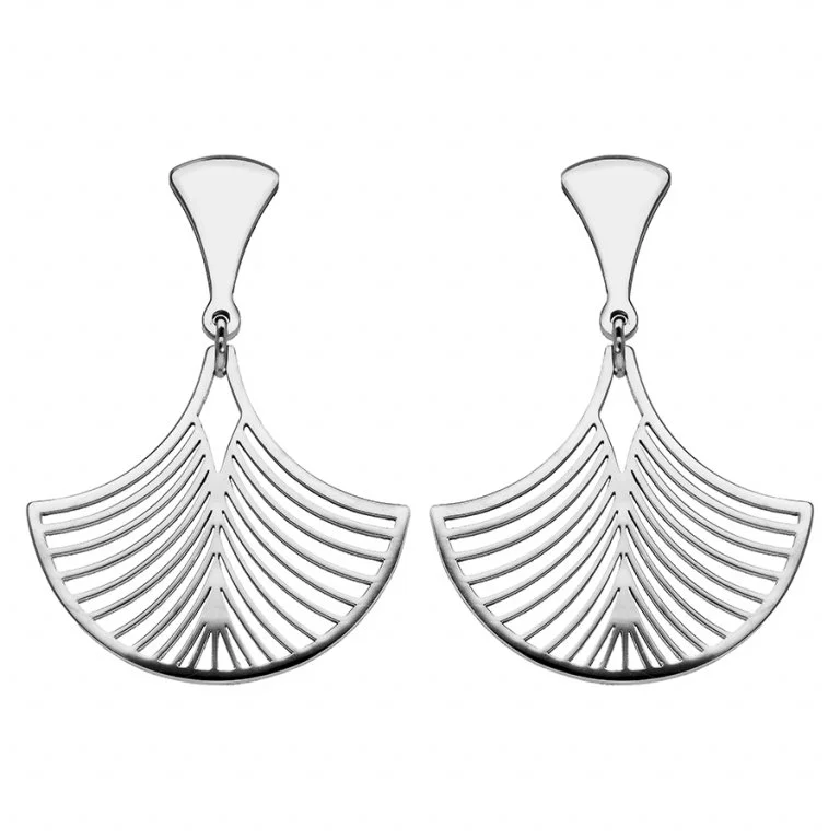 Boucle d'Oreille Acier "Plume de Paons"