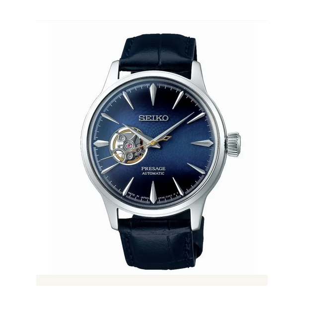 Montre Seiko Présage Automatique Acier Bracelet Cuir Bleu