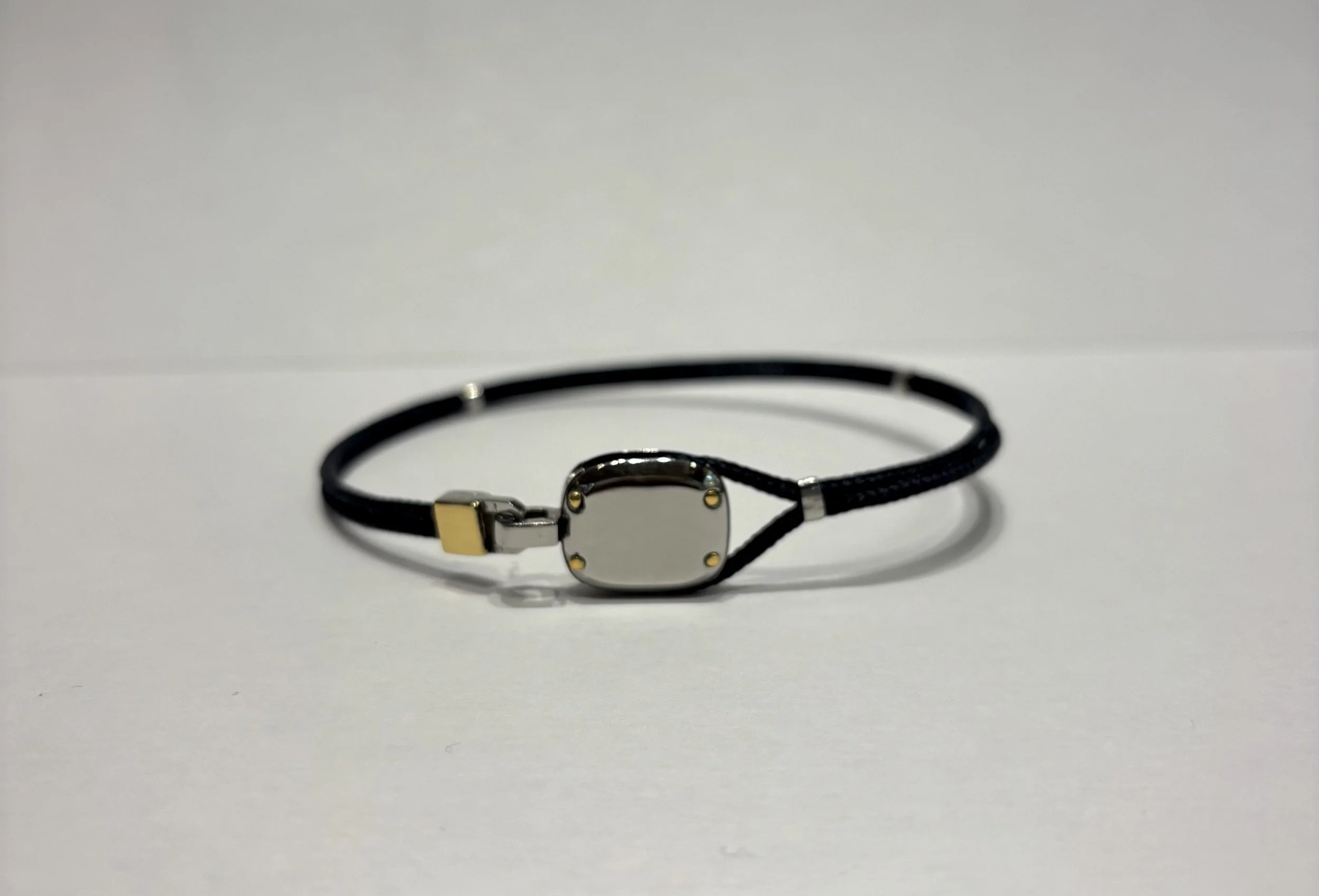 Bracelet Cordon Bleu Fermoir Poulie PM Or & Acier