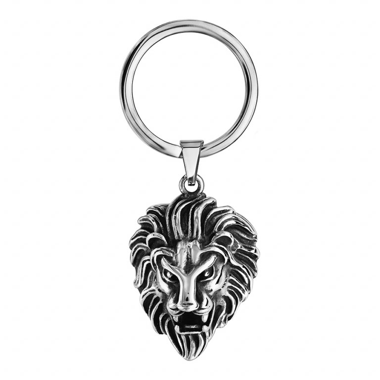 Porte-Clef Acier Tête de Lion Patine