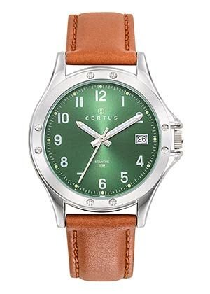 Montre Certus Acier Bracelet Cuir Marron