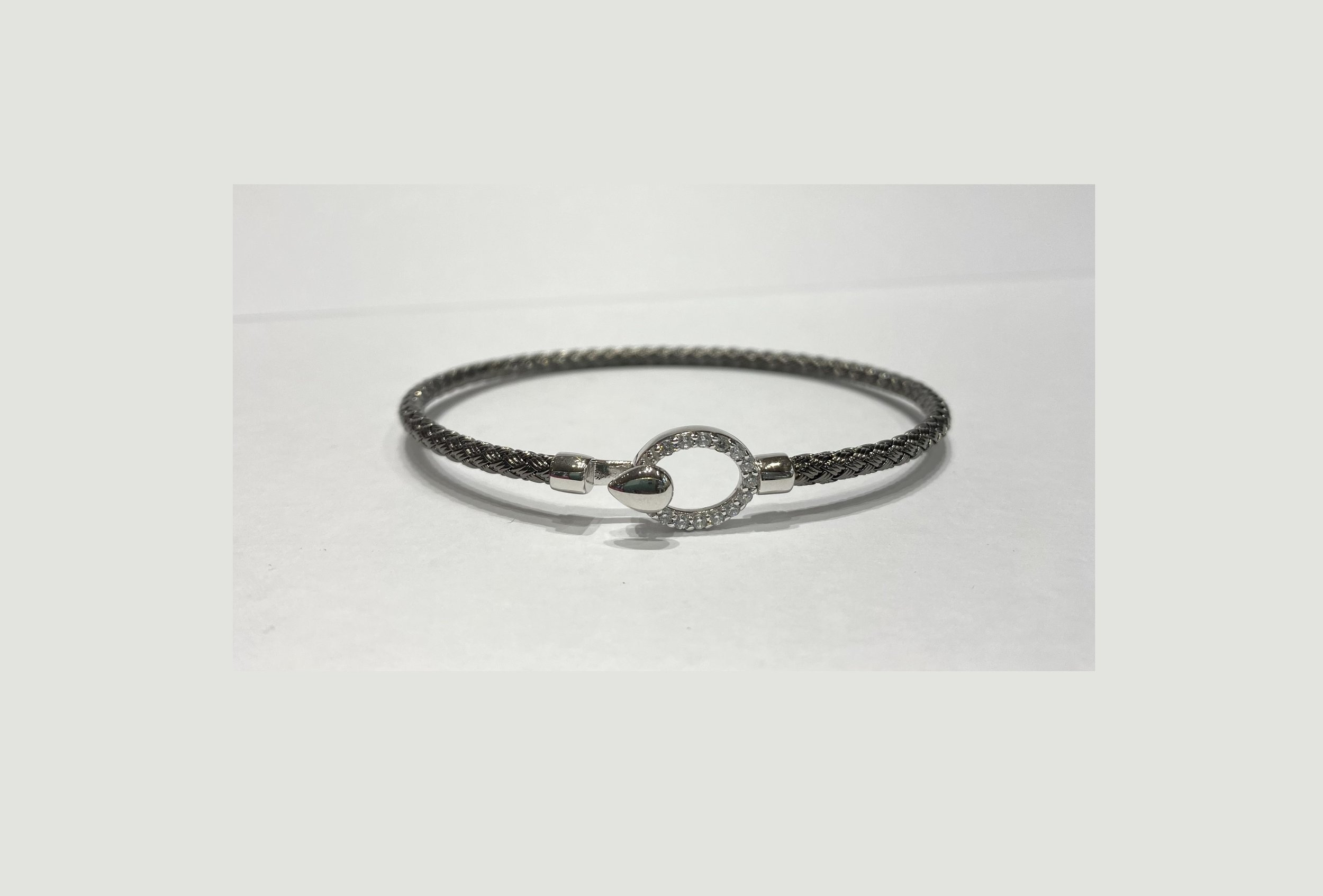 Bracelet Argent Noir Motif Ovale