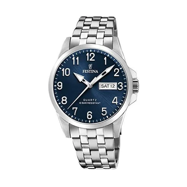 Montre Festina Acier Bracelet Acier Cadran Bleu