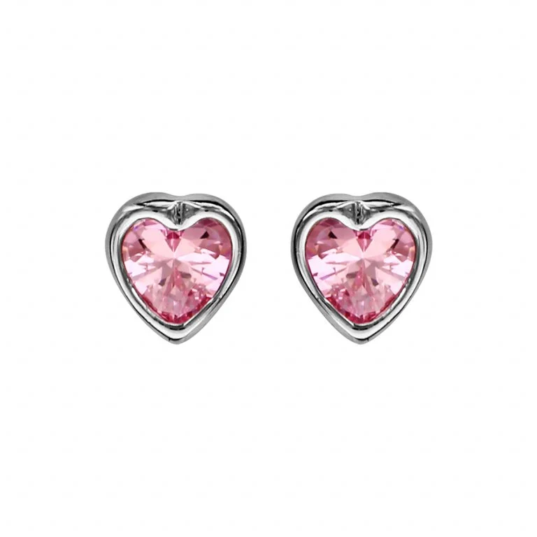 Boucle d'Oreille Coeur Oxyde Rose