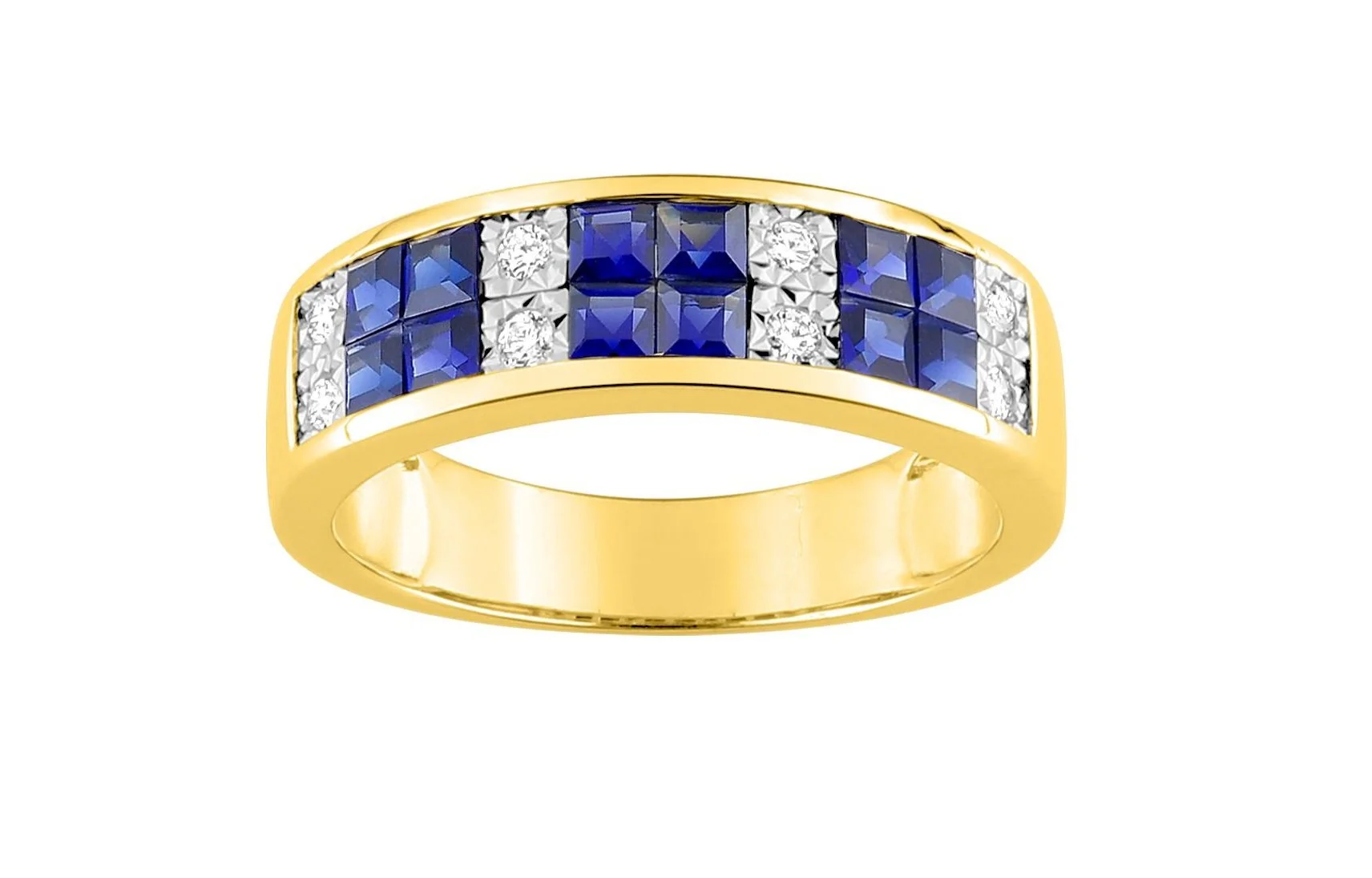 Bague Saphir et Diamants Pastillés