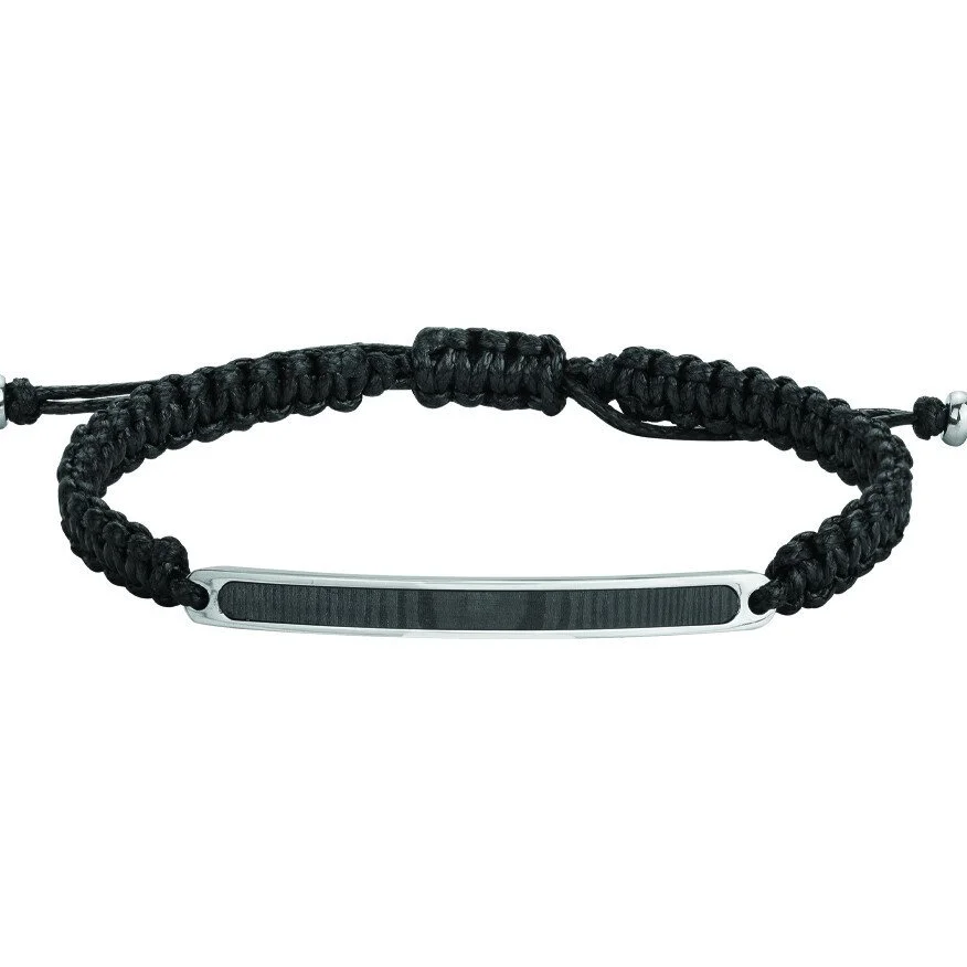 Bracelet Cordon Noir + Motif en Carbone Forgé