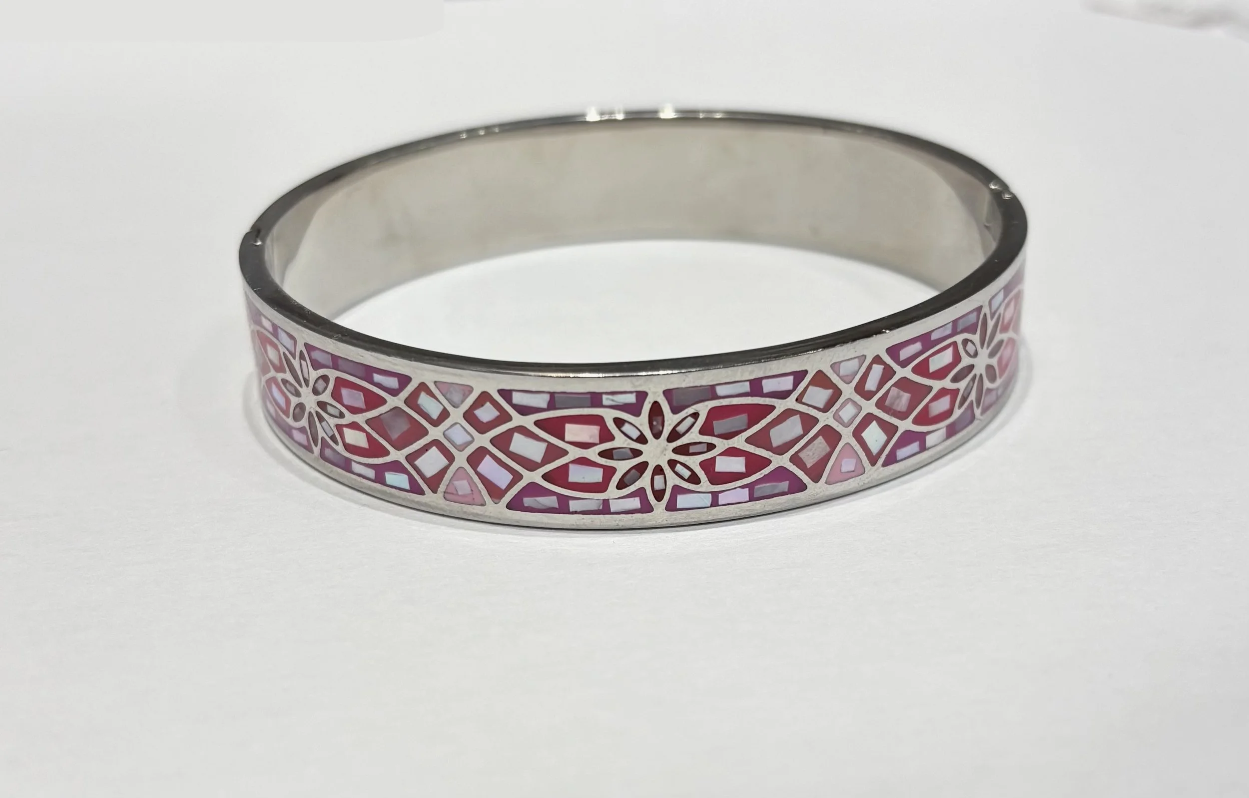 Bracelet Acier "Stella Mia" Dégradé Rose et Nacre Blanche