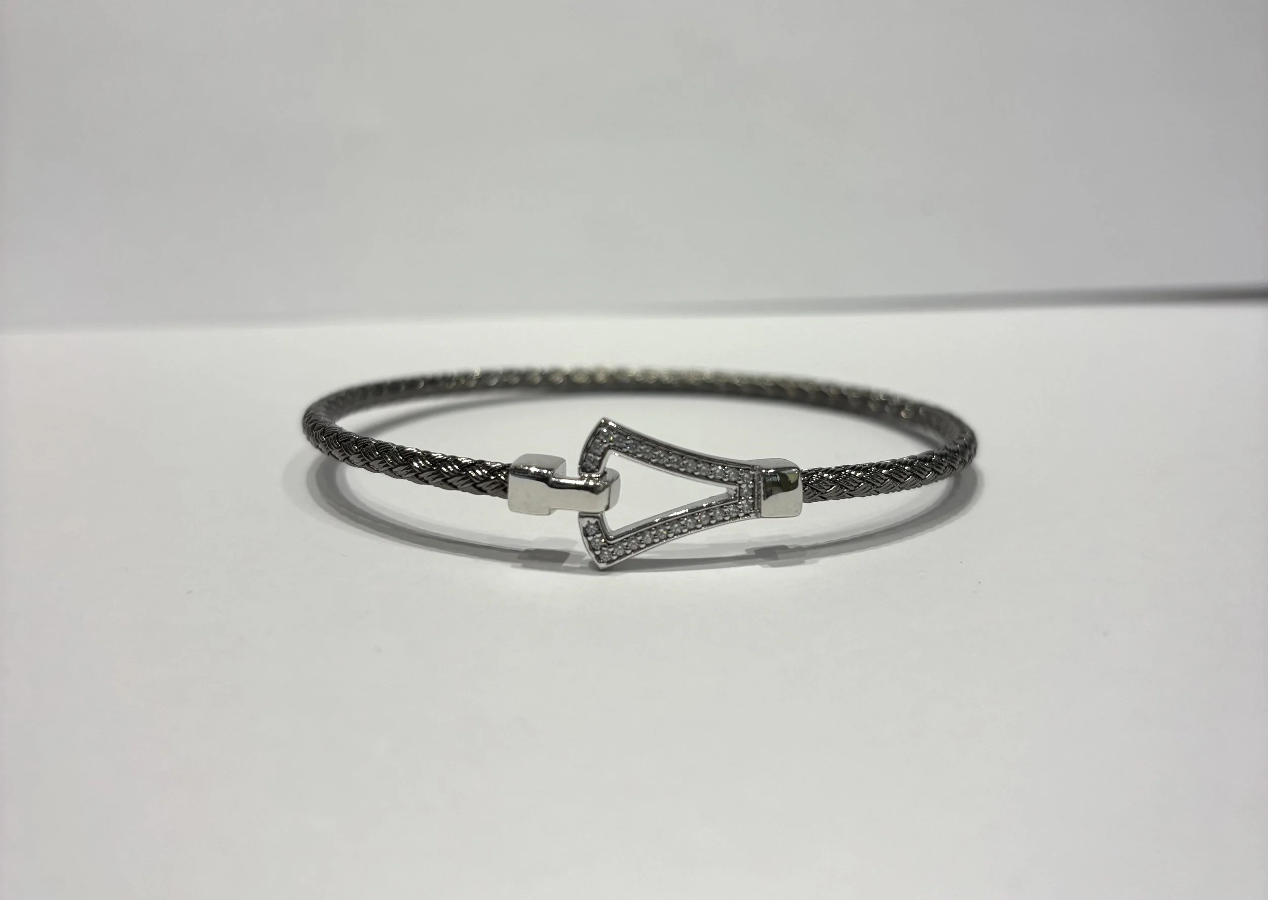 Bracelet Argent Noir Motif Triangle Oxyde