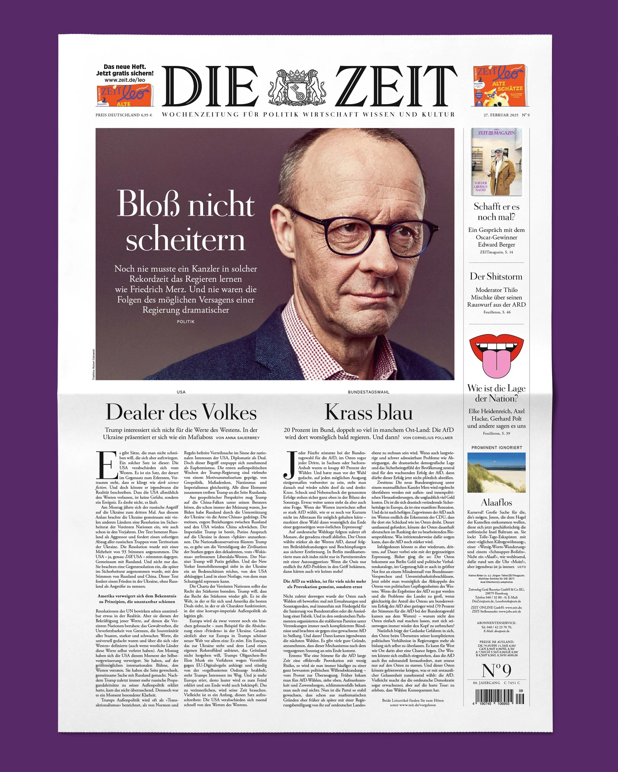 Die Zeit Titelseite mit Friedrich Merz von Robert Sakowski