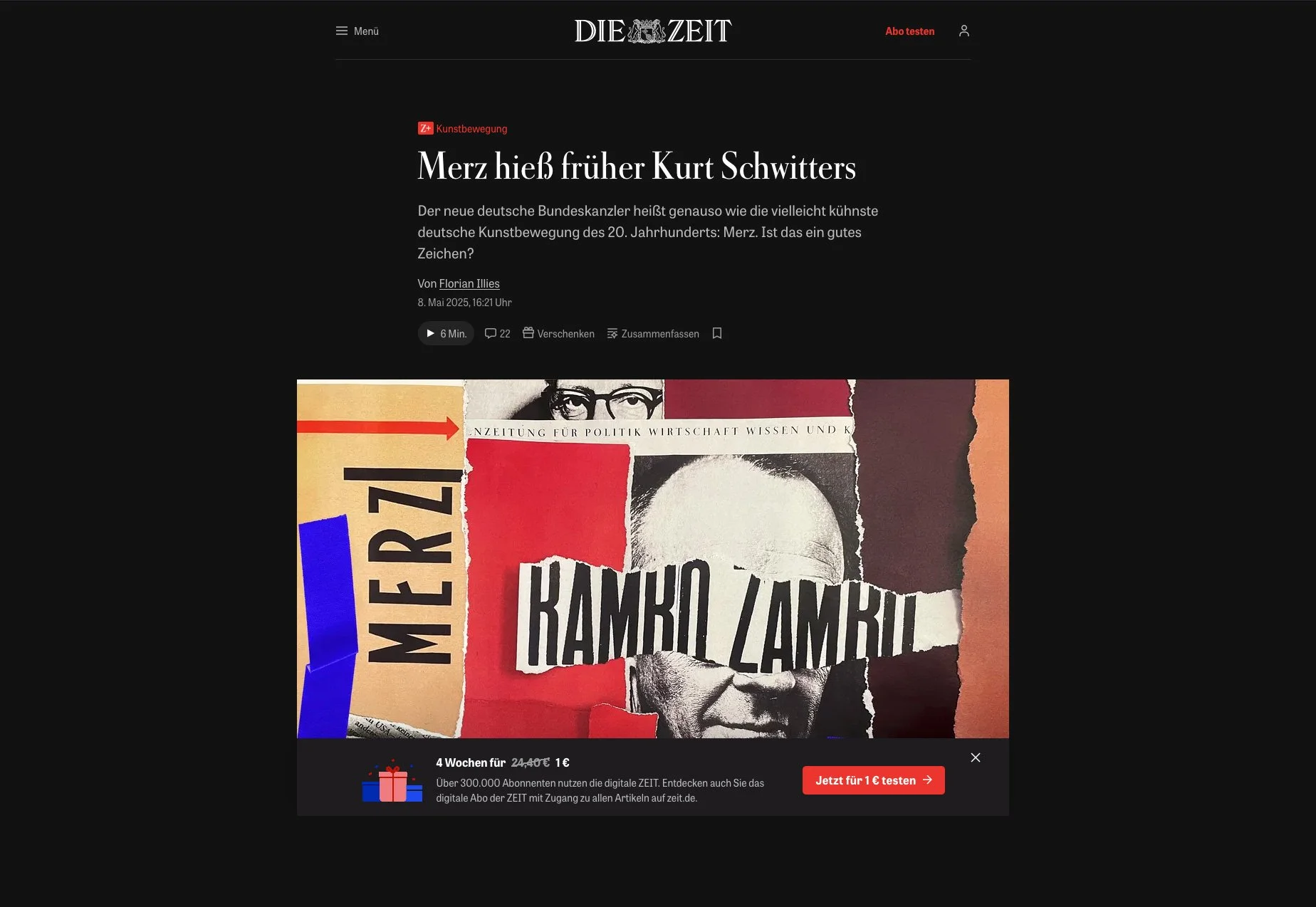 Zeit Online Collage mit Friedrich Merz