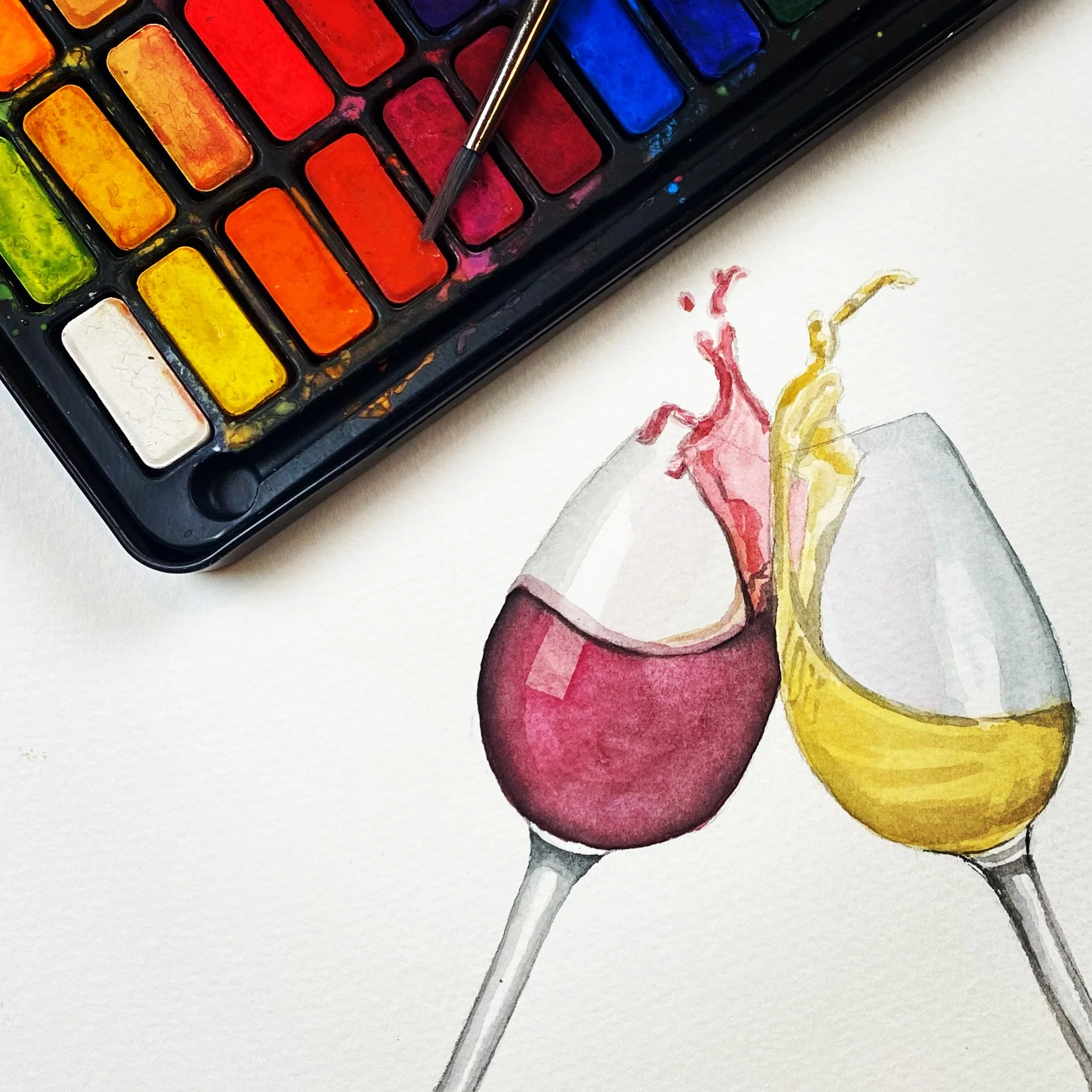 Let's Paint - Wine Glasses 90-minute Watercolor Tutorial