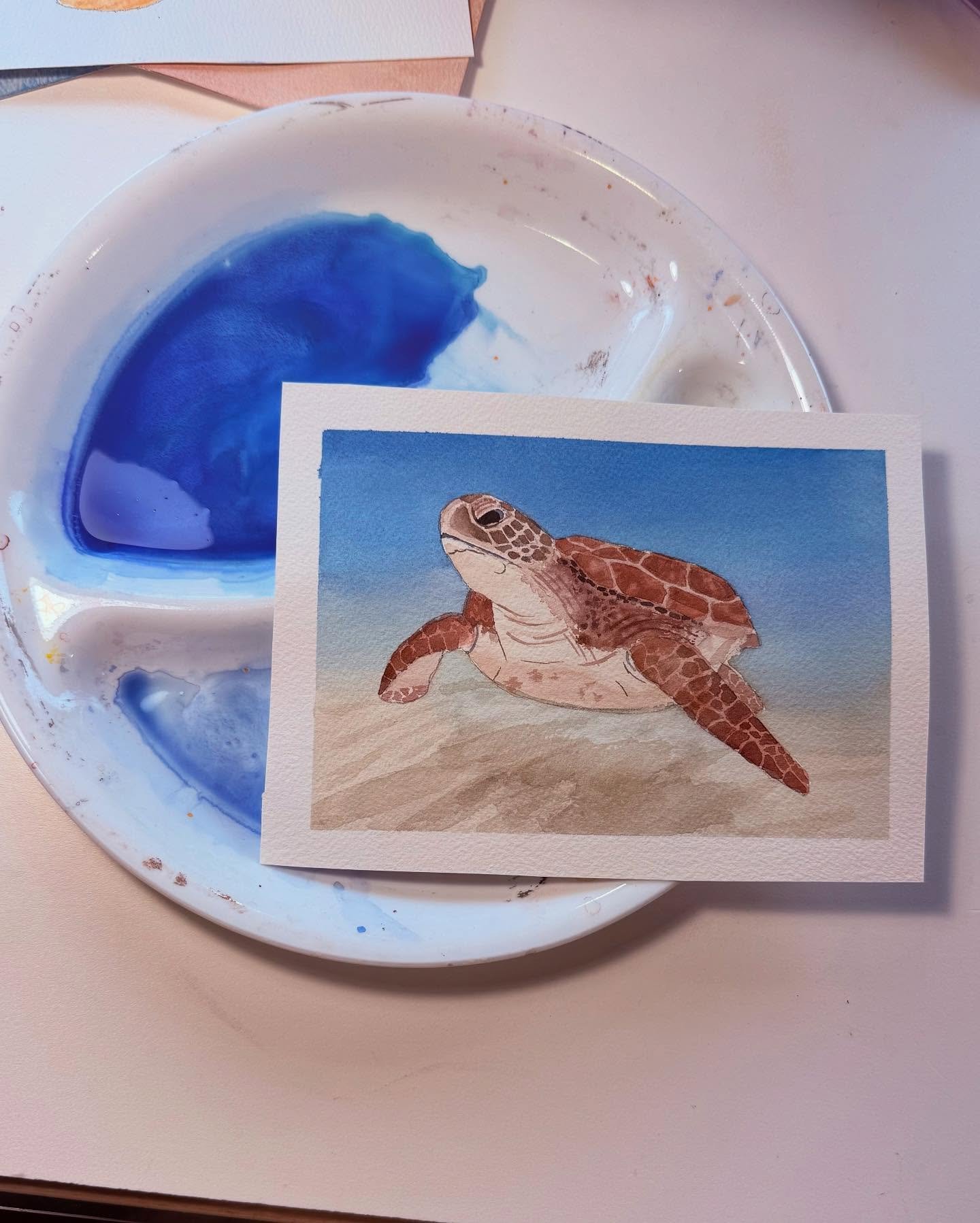 It was another week of Thursday Things Online Watercolor class. How about a turtle 🐢