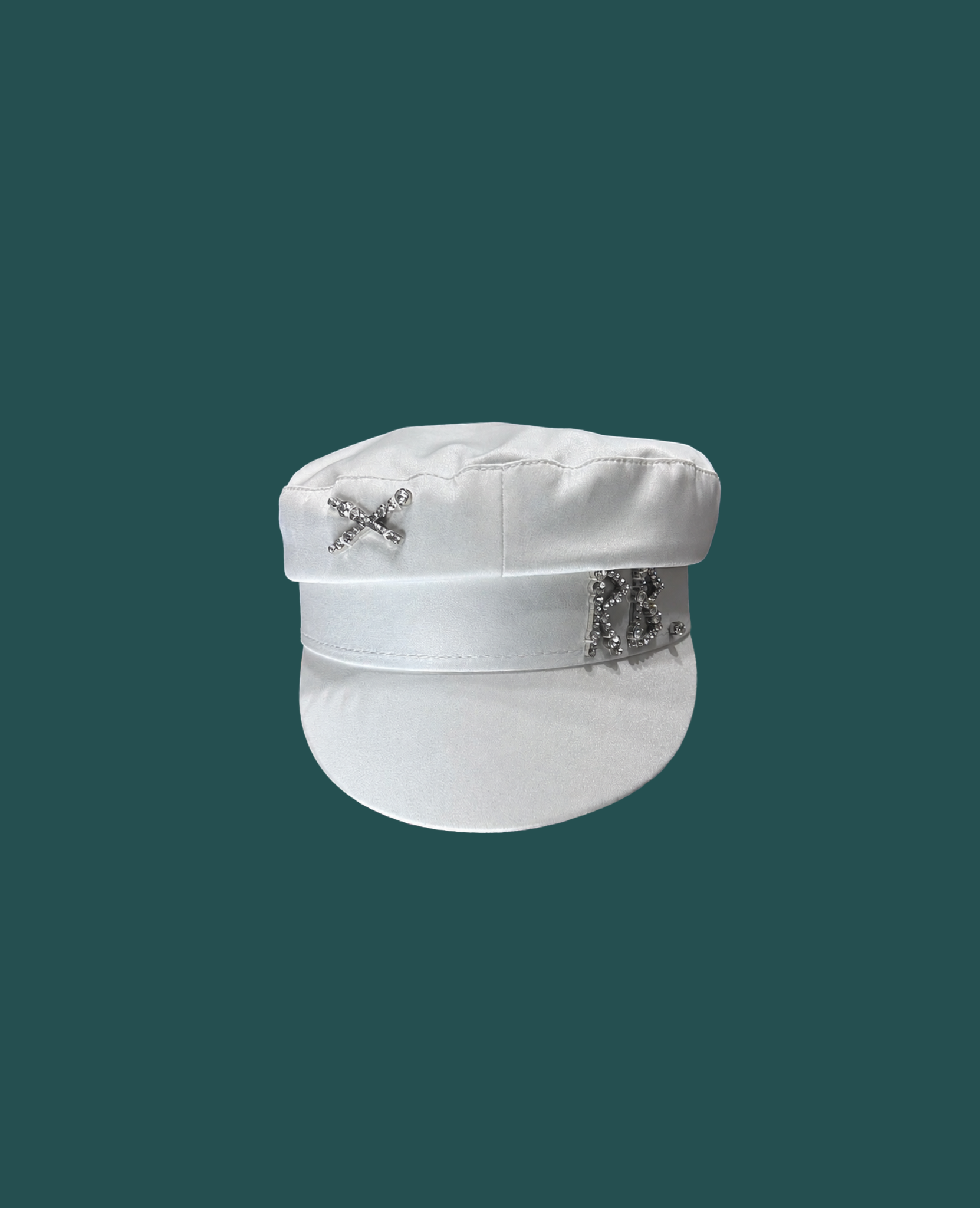 Satin Rhinestone Military Cap