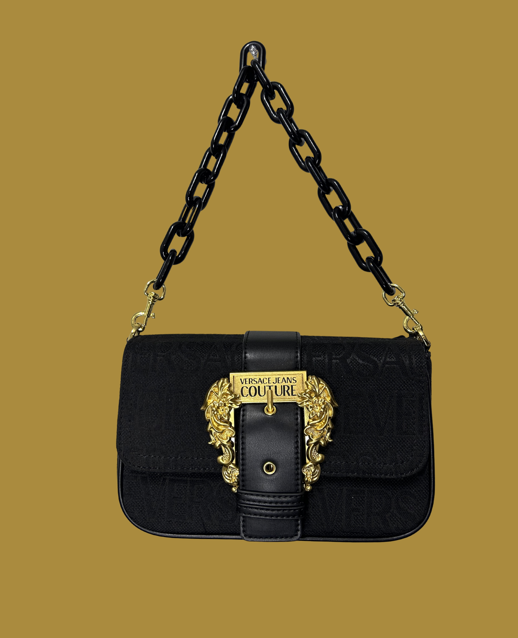 Vintage Metal Buckle with Black Chain