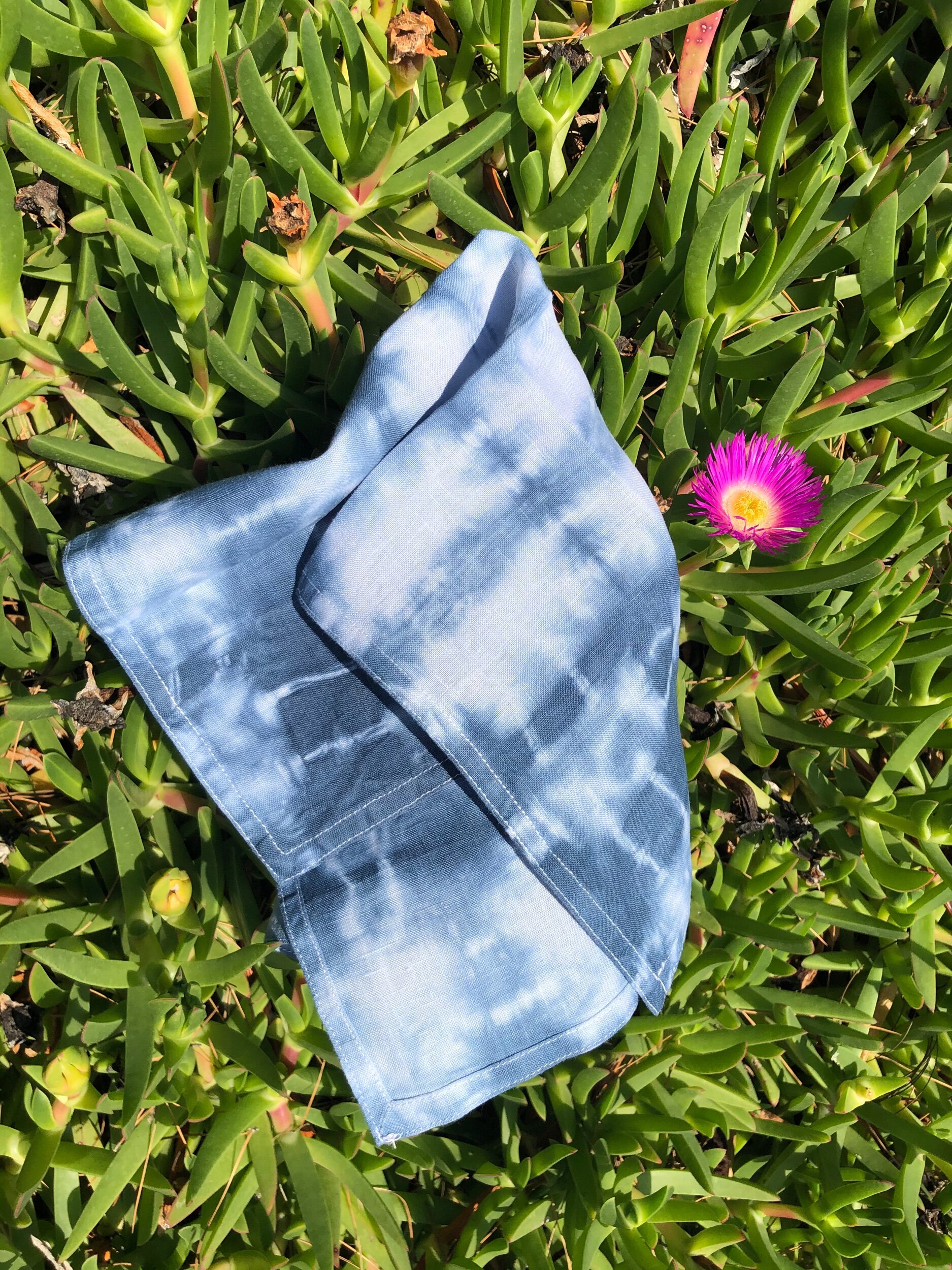 Shibori wood block linen napkin 
