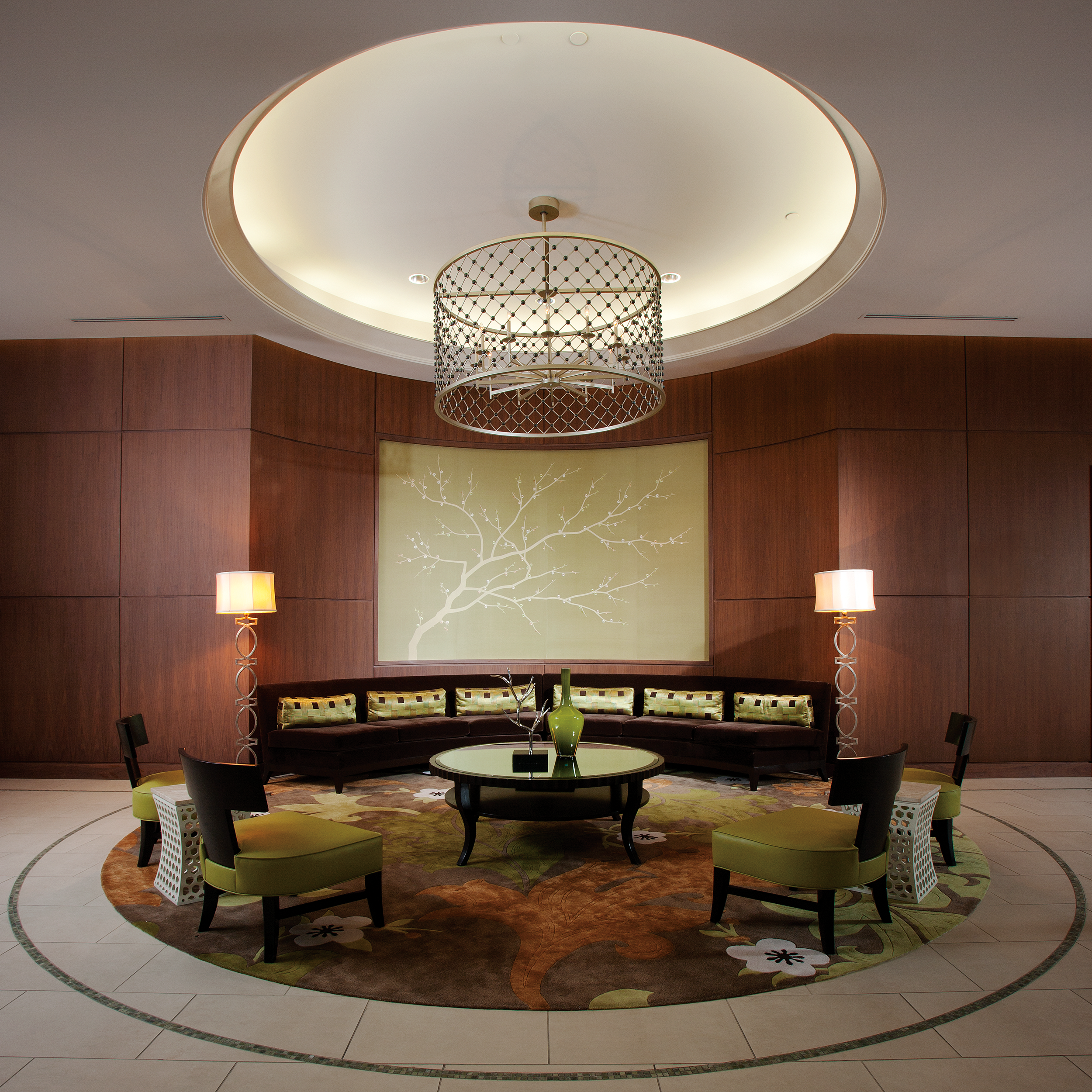 The lobby of a multifamily resident center.