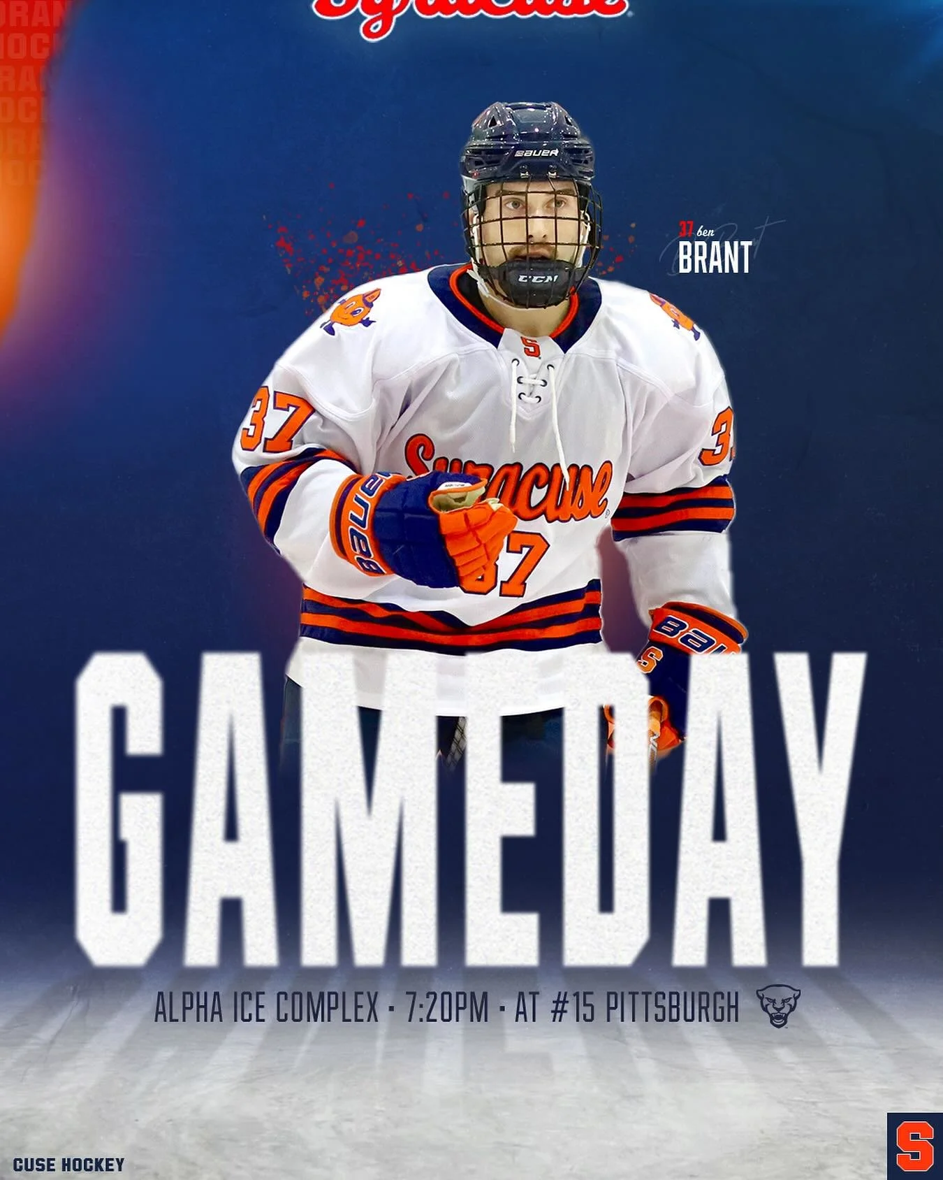 Conference play continues. 

⏰ 7:20pm
🆚 #15 Pittsburgh
📍Alpha Ice Complex (Pittsburgh, PA) 
📺YouTube Live 
🎙️ SU Hockey Network

#FO𝗖𝗨𝗦𝗘D 🍊