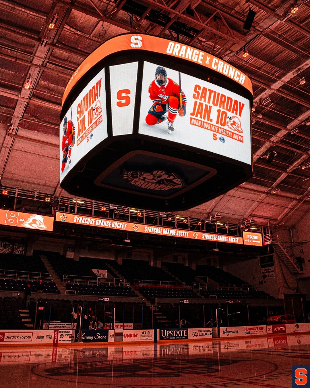 College Hockey with the Crunch 👊

Syracuse Men&rsquo;s Hockey will host the University of Delaware at the Upstate Medical Arena (home of the Syracuse Crunch) on Saturday, January 10th at noon. The ACC Conference matchup is part of a 3 game weekend i