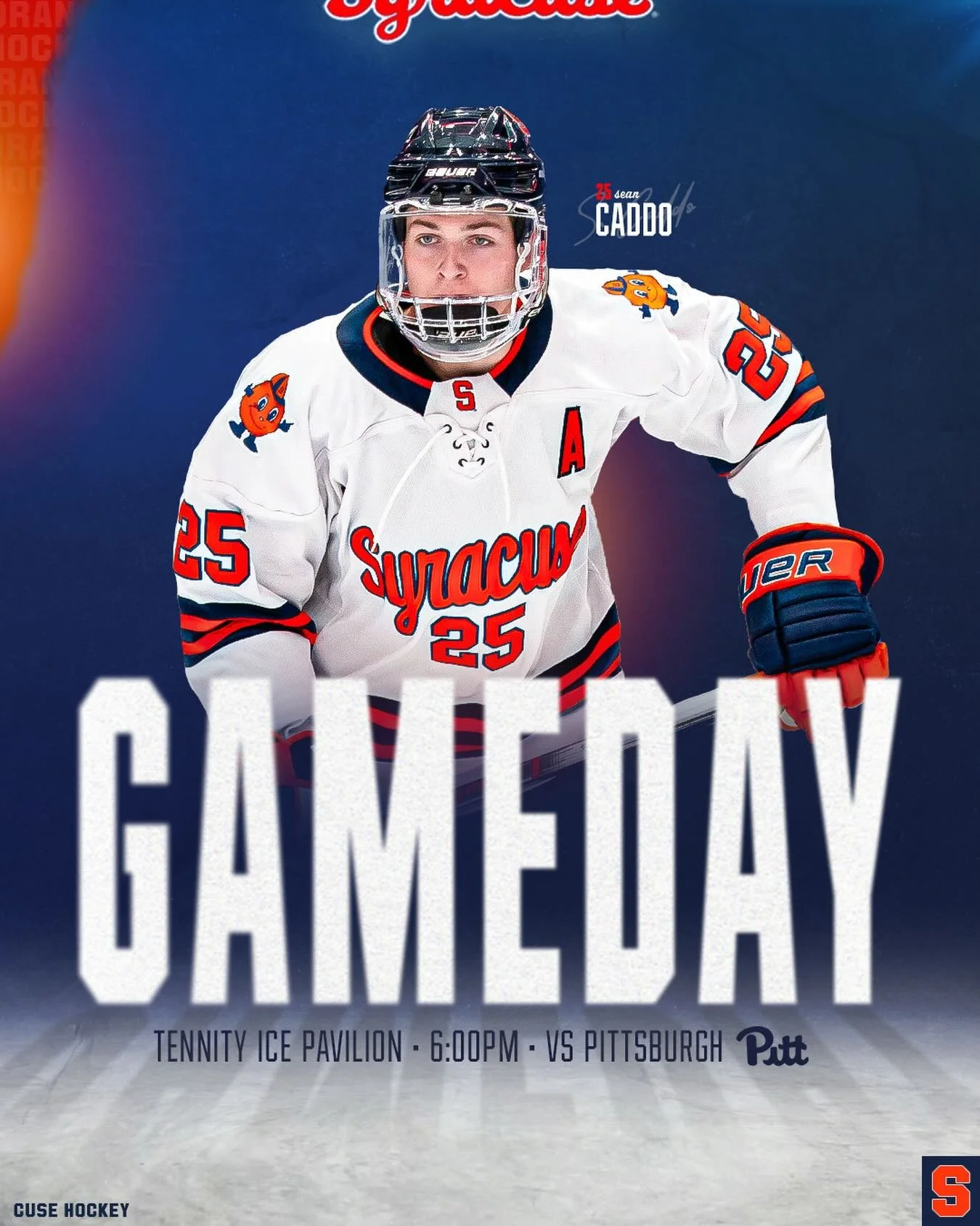 Last home series. 

⏰6:00PM
🆚 Pittsburgh
📍Tennity Ice Pavilion (Syracuse, NY) 
📺SU Hockey Network 

#FO𝗖𝗨𝗦𝗘D 🍊