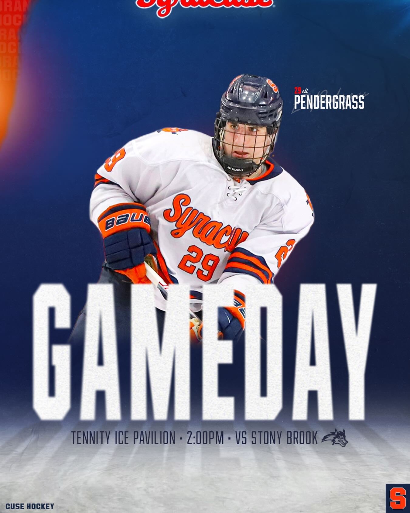 Super Bowl Sunday with the Seawolves 

⏰2:00PM
🆚 Stony Brook 
📍Tennity Ice Pavilion (Syracuse, NY) 
📺SU Hockey Network 

#FO𝗖𝗨𝗦𝗘D 🍊