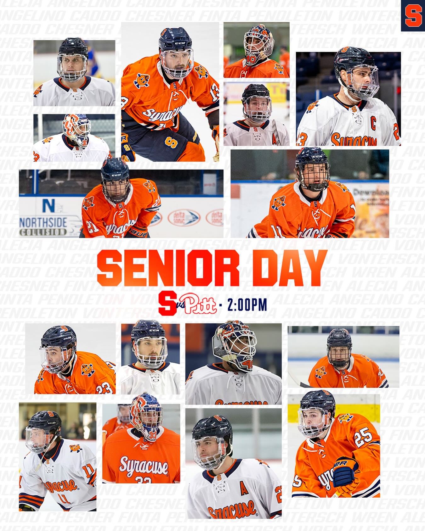 One last ride at the TIP 

⏰2:00PM
🆚 Pittsburgh
📍Tennity Ice Pavilion (Syracuse, NY) 
📺SU Hockey Network 

#FO𝗖𝗨𝗦𝗘D 🍊