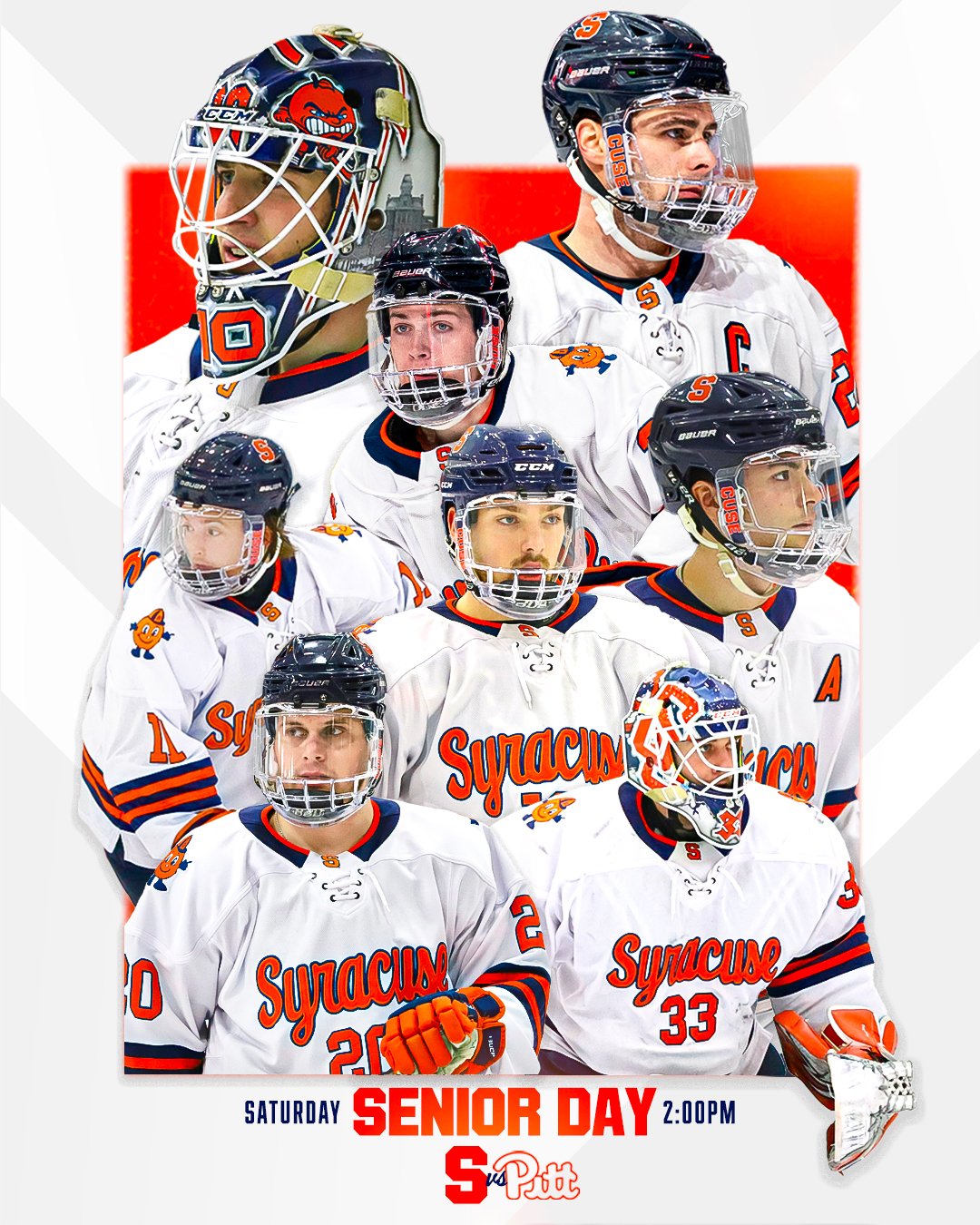 Saturday is Senior Day!

Following Saturday's conference matchup with Pittsburgh at 2pm, Syracuse will honor the 8 seniors in SU Hockey&rsquo;s class of 2026.

#FO𝗖𝗨𝗦𝗘D🍊