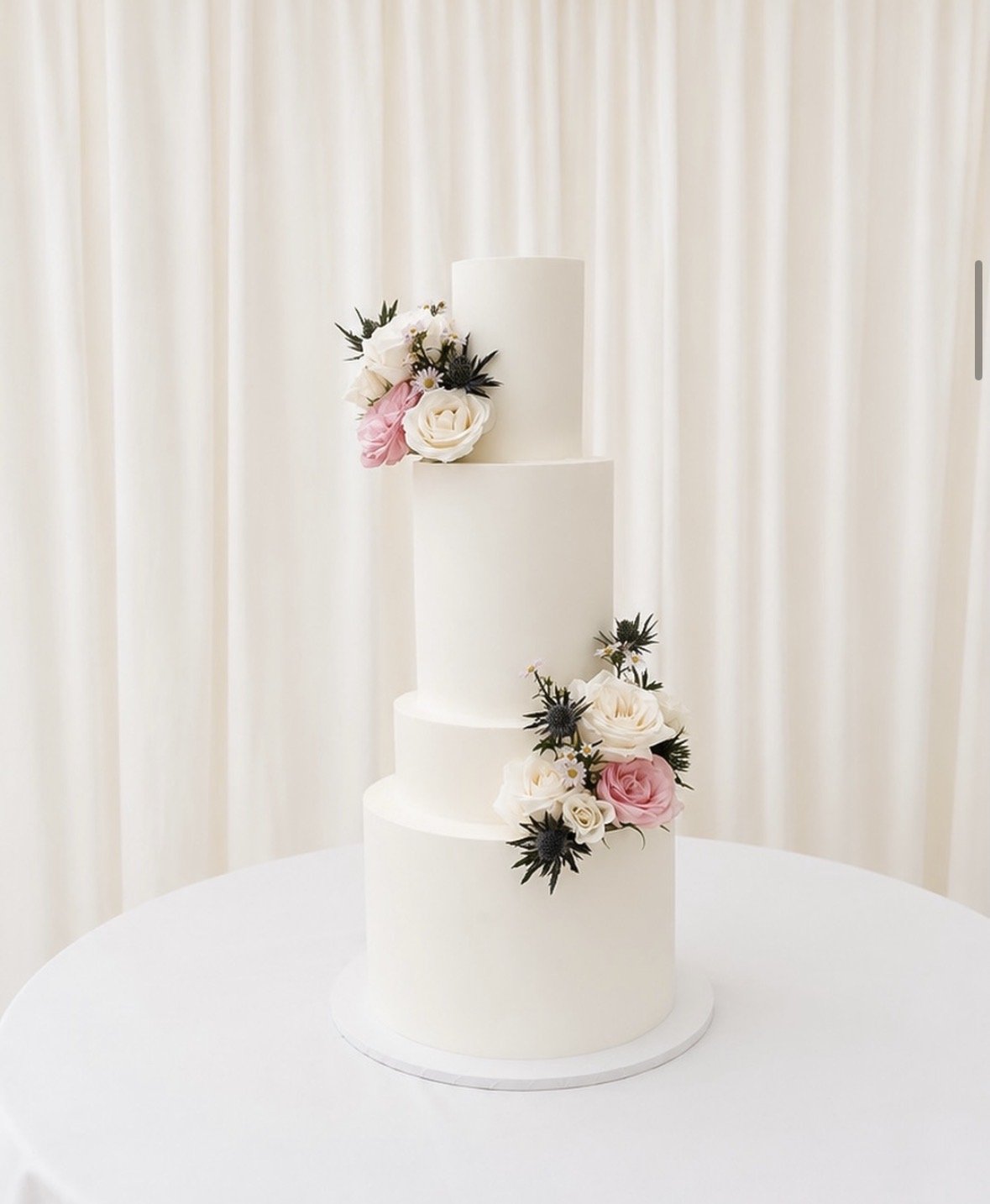 4 tier Cambridge Marquee Wedding Cake with Fresh Flowers
