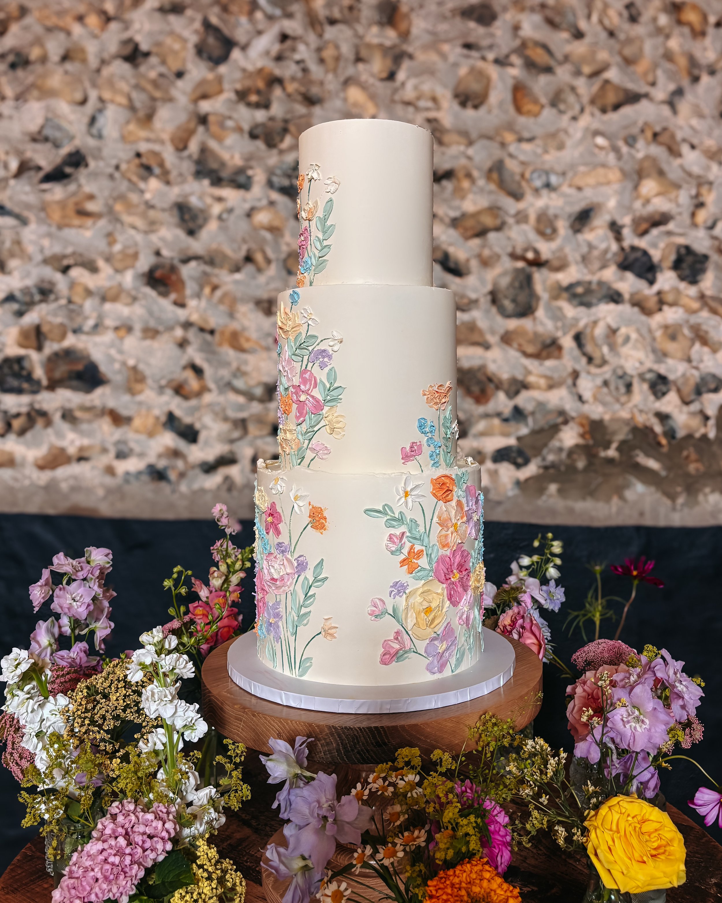 Floral Painted Wedding Cake Granary Estates
