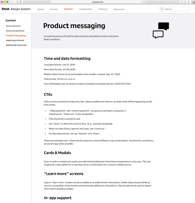 Product messaging guidelines