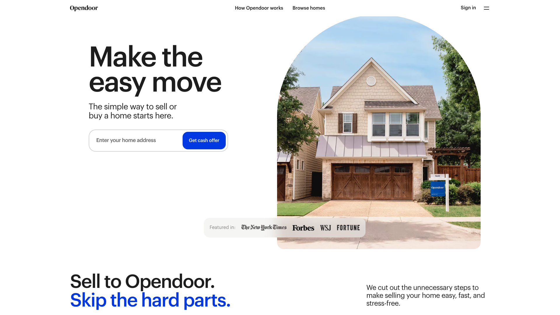 Opendoor's homepage