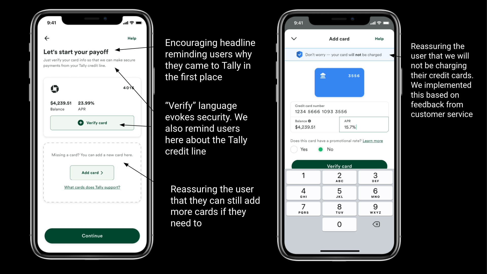 Finishing adding credit card details