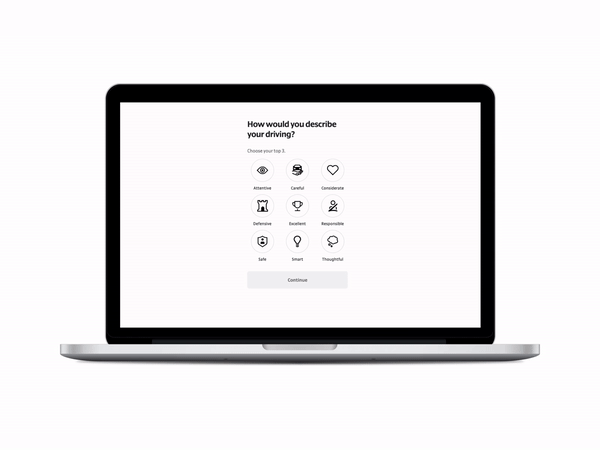 A GIF showing a new interactive education flow in Root's onboarding process.