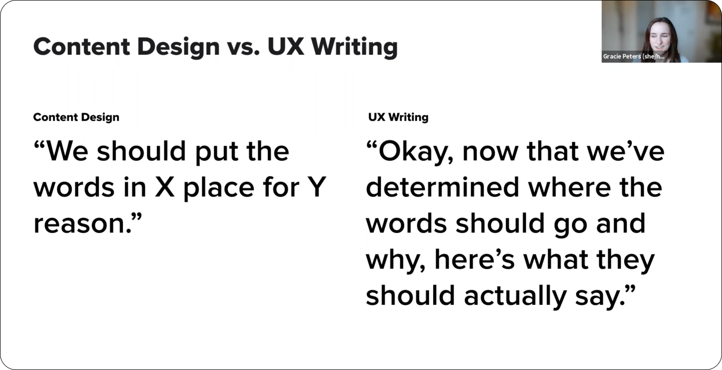 Content design vs. UX writing