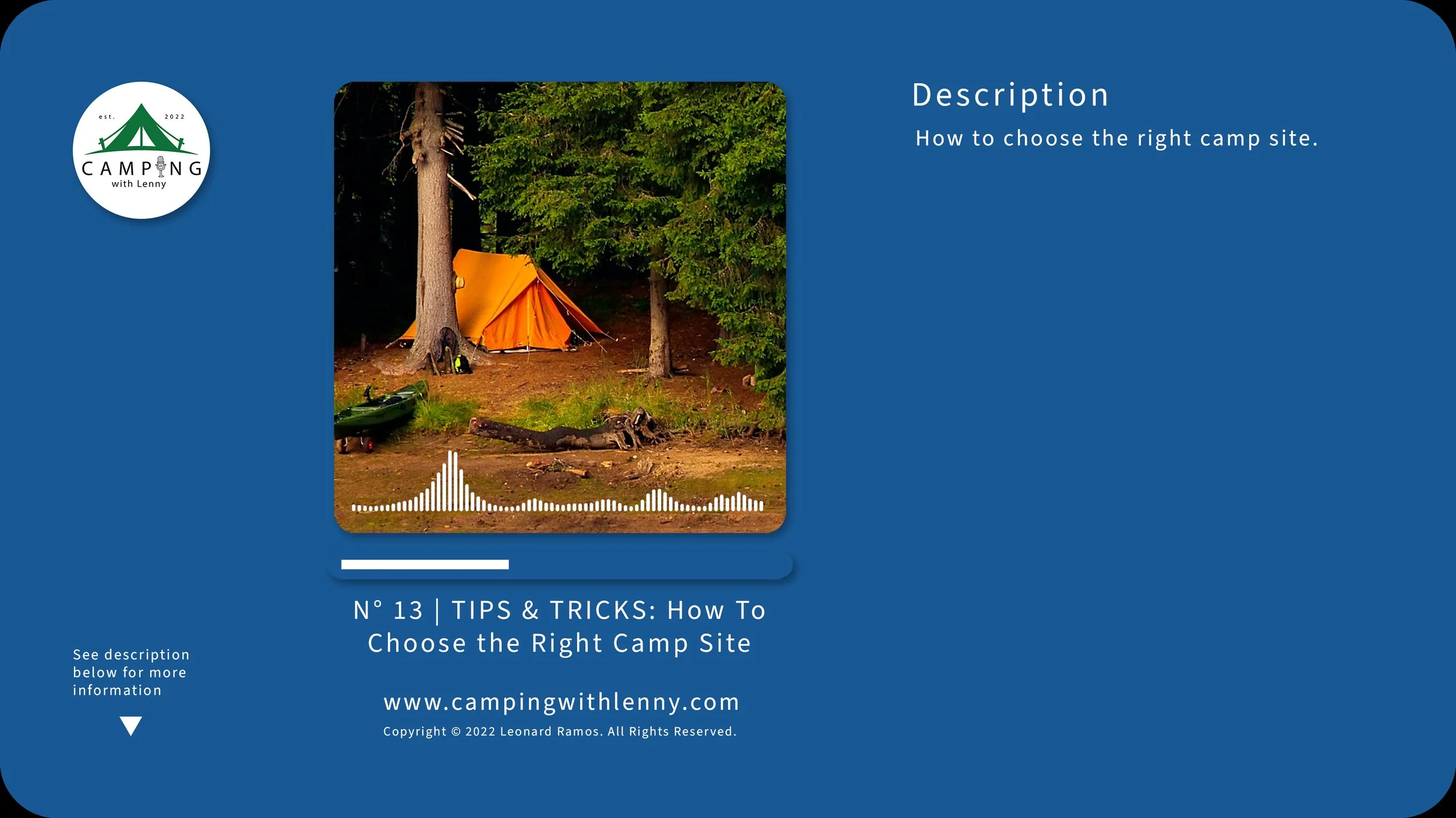 N° 13 | TIPS &amp; TRICKS: How To Choose the Right Camp Site