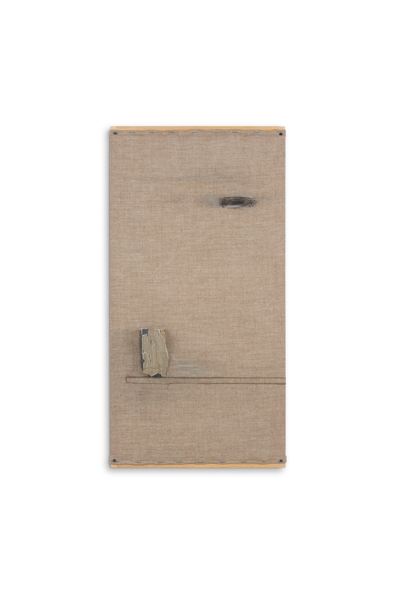 Thalames #2, 2025 /
Oil, graphite, stone and wood on linen /
60cm x 40cm