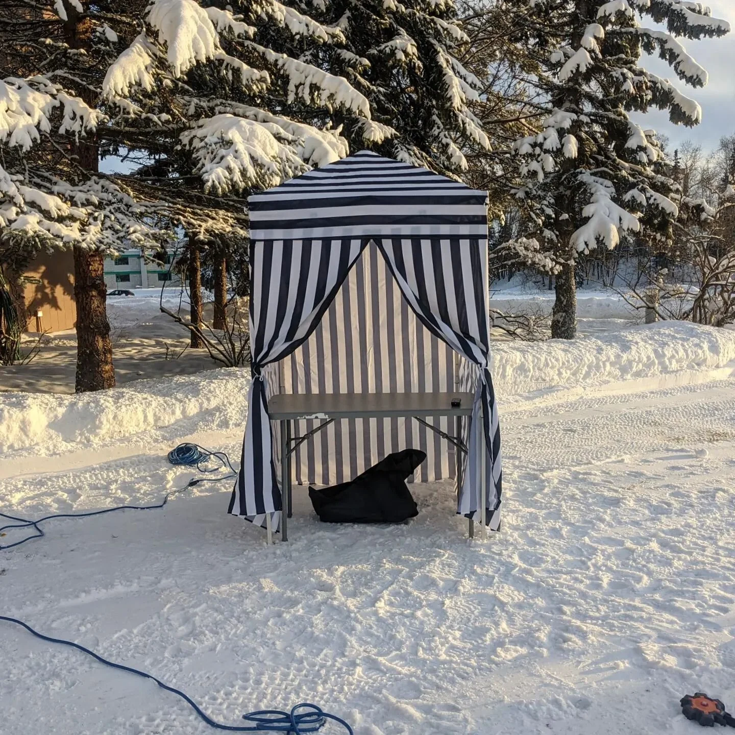 Our new projection booth for the screen setup we've been working on