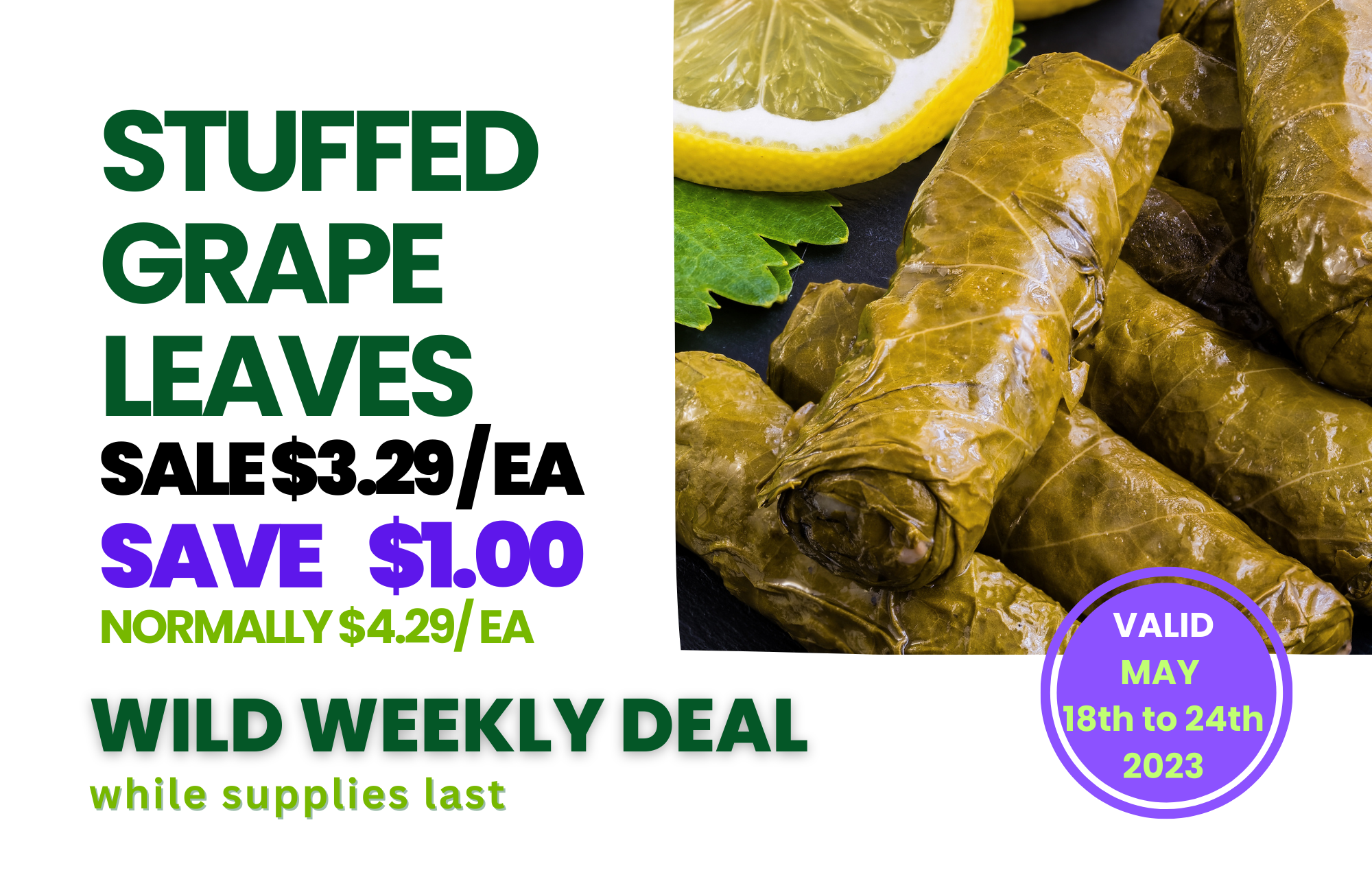 Wild Oats Market Williamstown MA Weekly Deals May 18-24 2023 Stuffed Grape Leaves.png