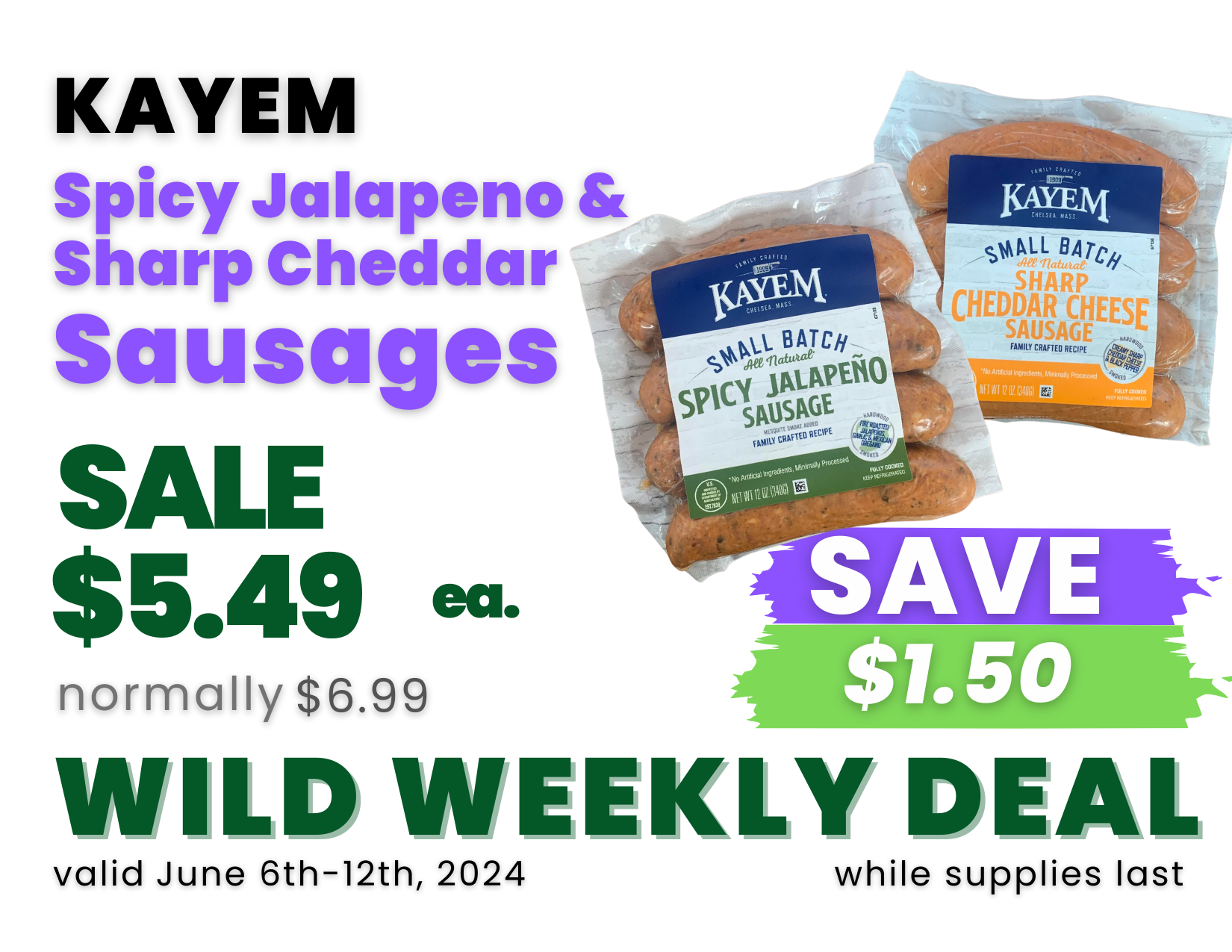 Meat - Spicy Jalapeno and  Sharp Cheddar Sausages Kayem.png