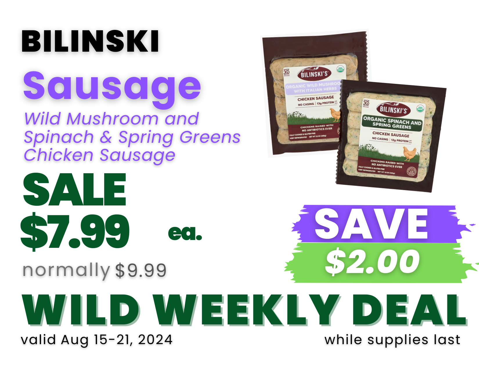 Wild Mushroom and Spinach & Spring Greens Chicken Sausage.png