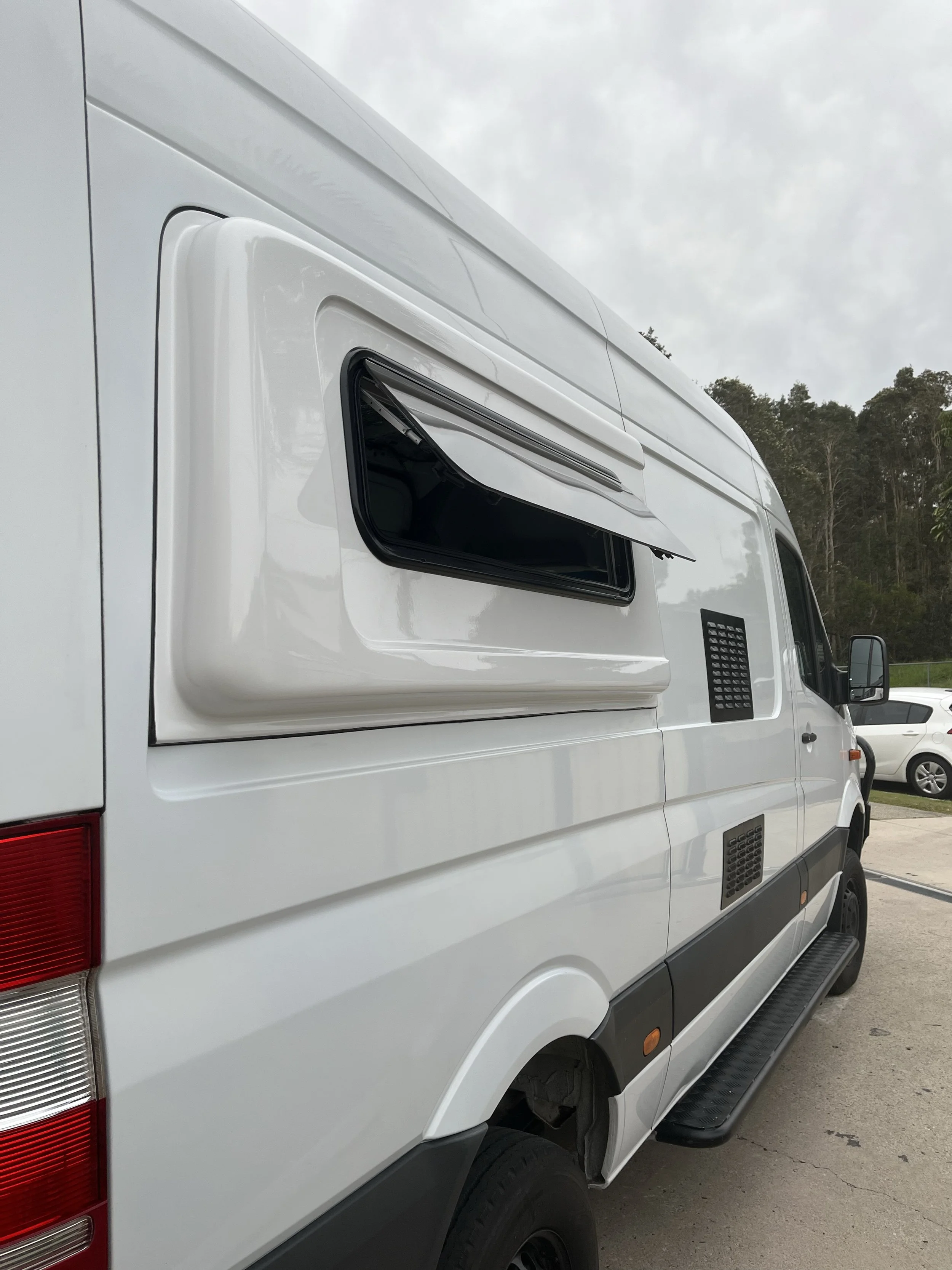 Australian Flare Space for Sprinter Van with awning window side ways sleeping pod