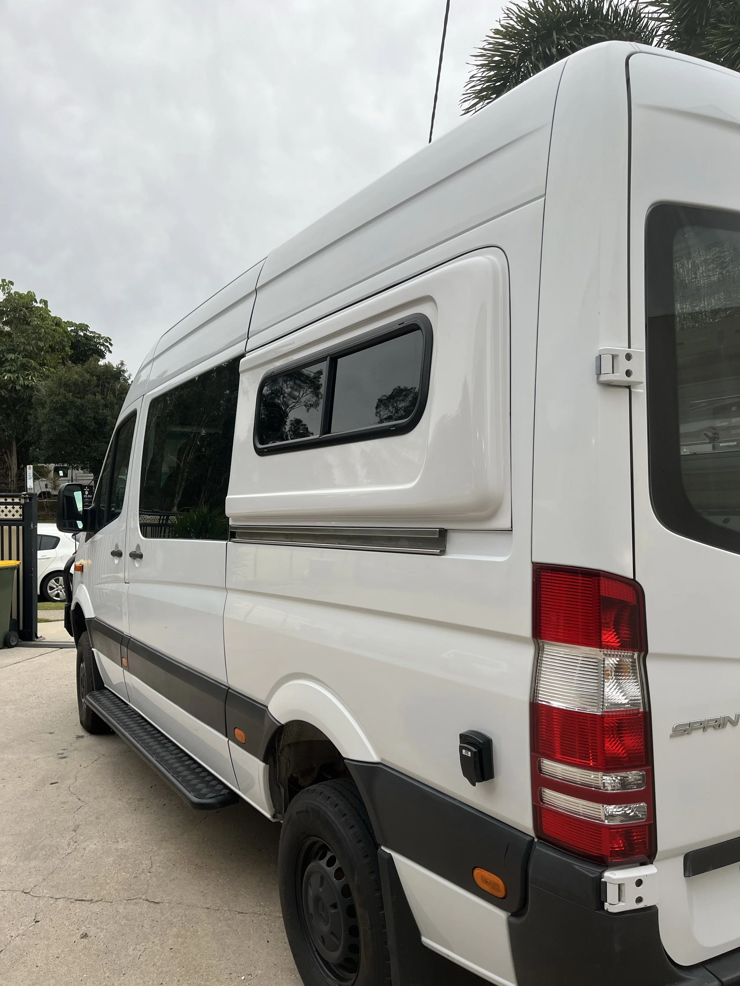 side pods for Mercedes sprinter van flares Aussie van build camper van conversion van
