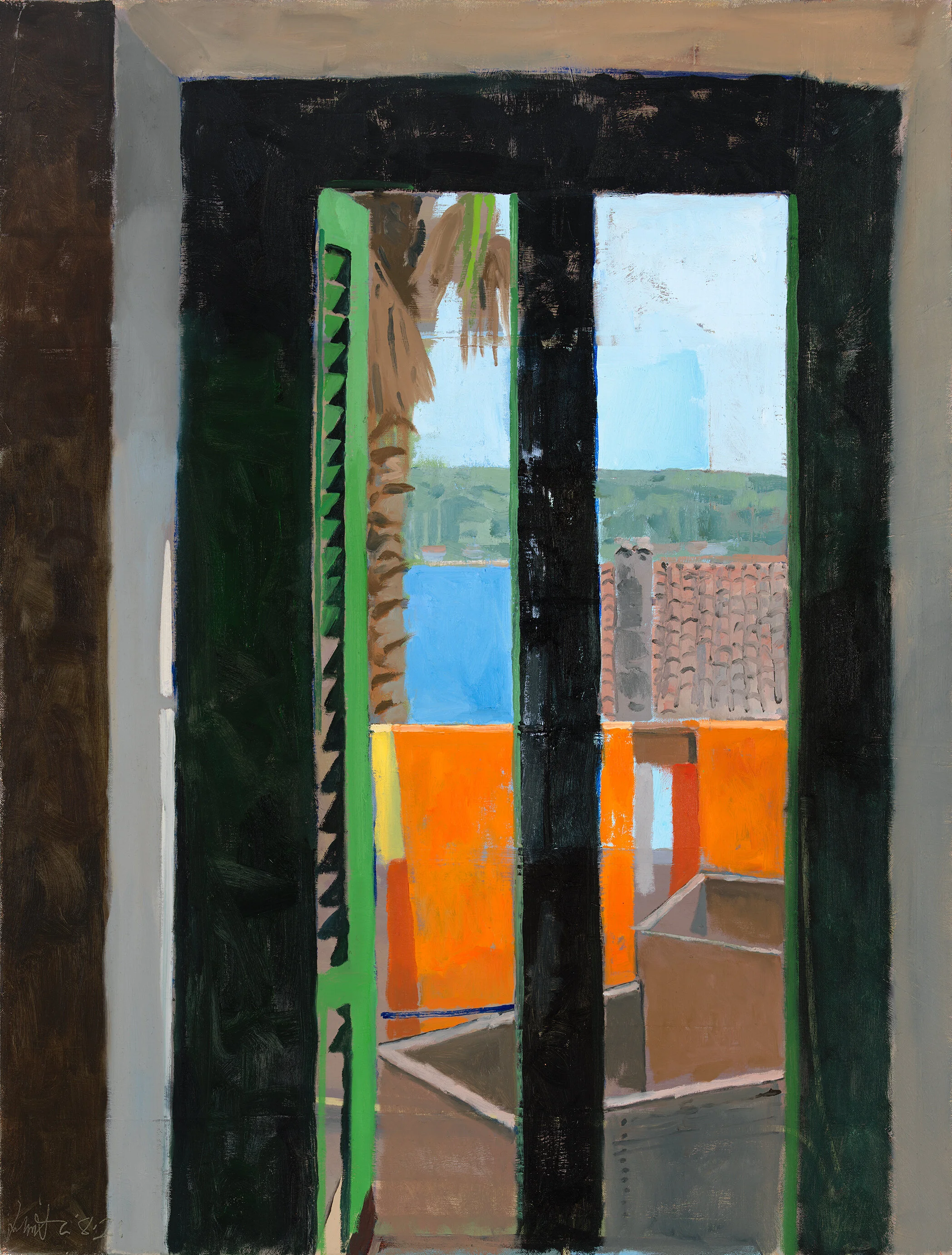 "Orange Towels Through Window"