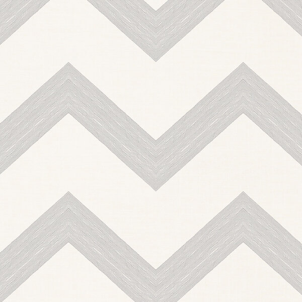 Gray chevron textile by Tradescant and Son. White and grey linen fabric for home decor. Graphic, modern print, eco-friendly.