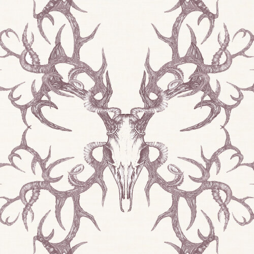 Winters Bone Textile Tradescant and Son, deer skull fabric, deer skull textile, animal skull textile, animal skull fabric, dead animal fabric, gothic home decor.
