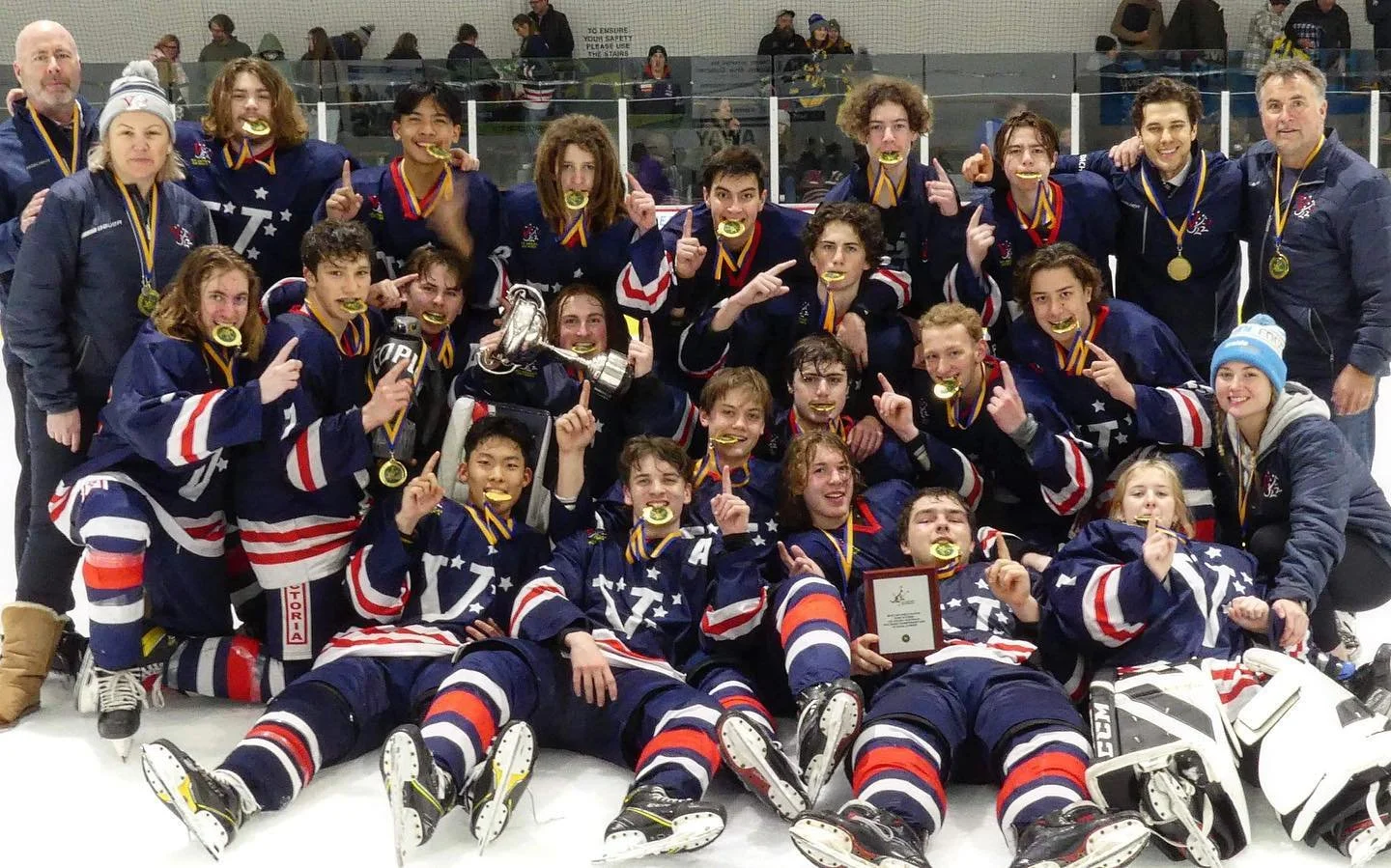 Home with gold!

As nice as it is to no longer be walking out of the rink at midnight and need to drink coffee past 7:00pm to stay up for those late night practices, they definitely were all worth it 🥇

I've known a lot of these players for such a l